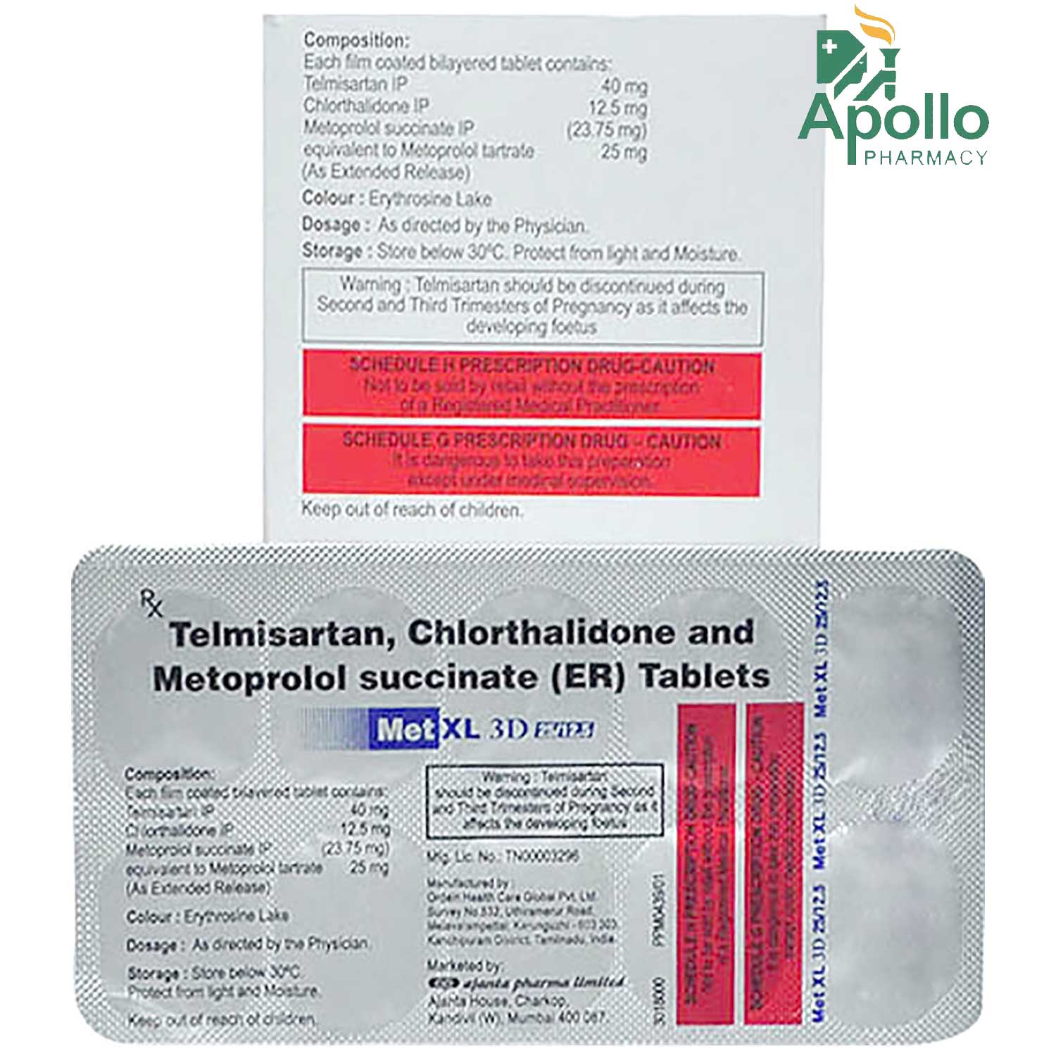 Met XL 3D 25/12.5 Tablet 10's, Pack of 10 TABLETS Met XL 3D 25/12.5 Tablet 10's, Pack of 10 TABLETS