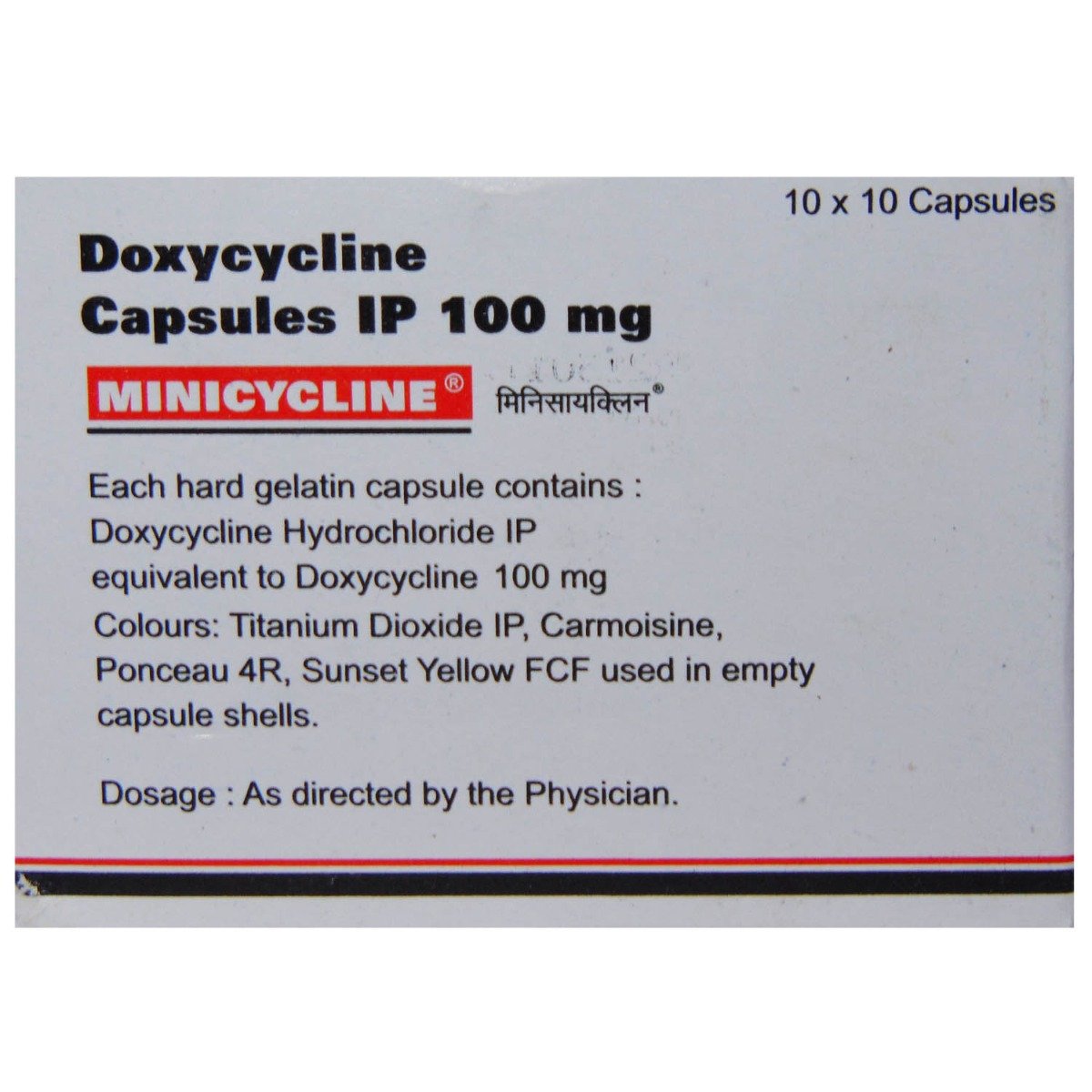 Minicycline Capsule 10's, Pack of 10 CapsuleS Minicycline Capsule 10's, Pack of 10 CapsuleS