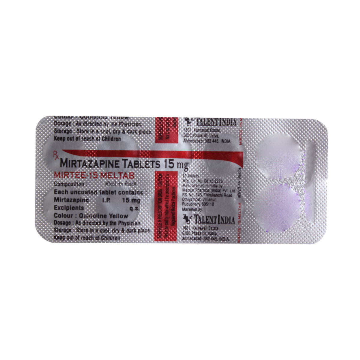 MIRTEE 15MG TABLET, Pack of 10 TabletS MIRTEE 15MG TABLET, Pack of 10 TabletS