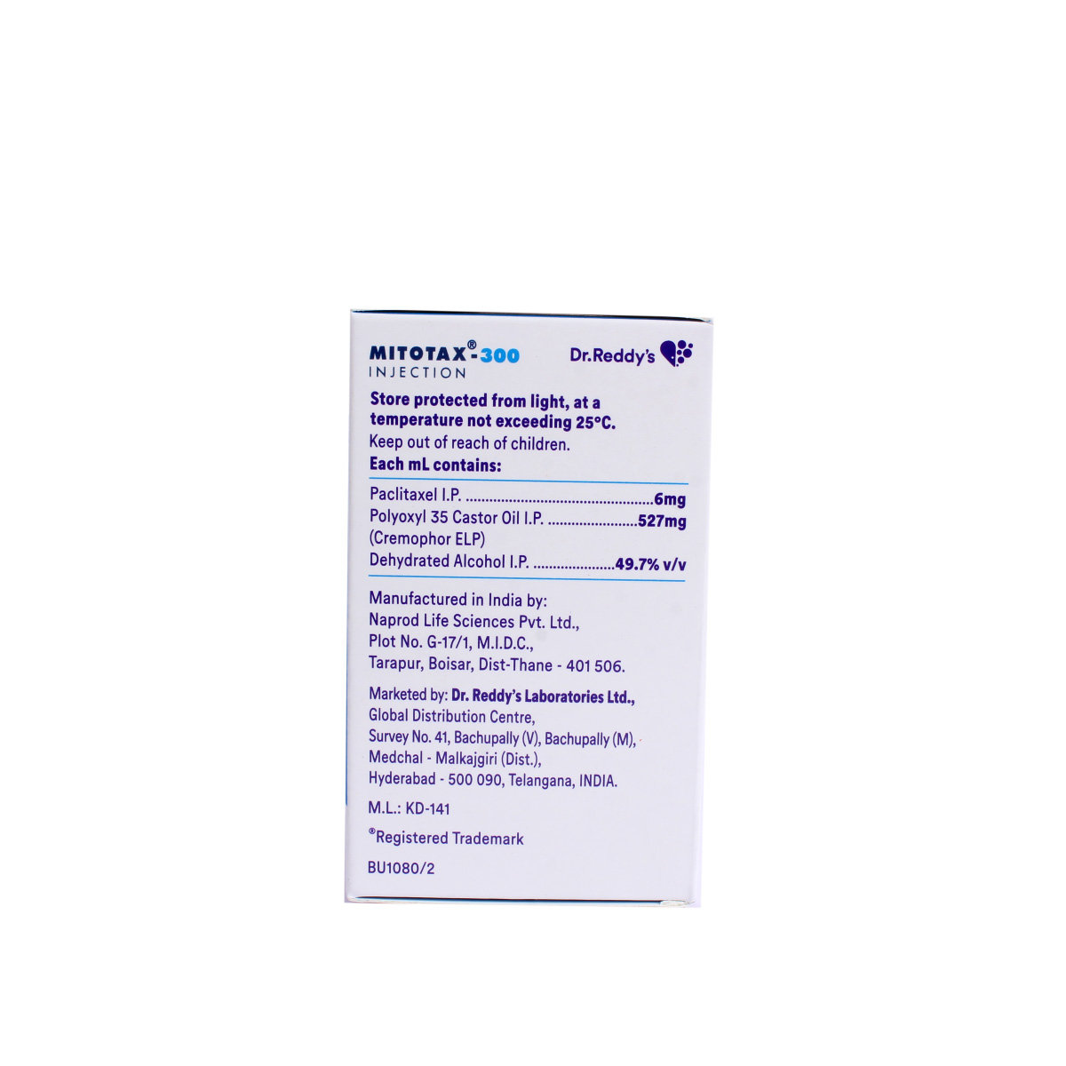 MITOTAX 300MG INJECTION 50ML, Pack of 1 INJECTION MITOTAX 300MG INJECTION 50ML, Pack of 1 INJECTION