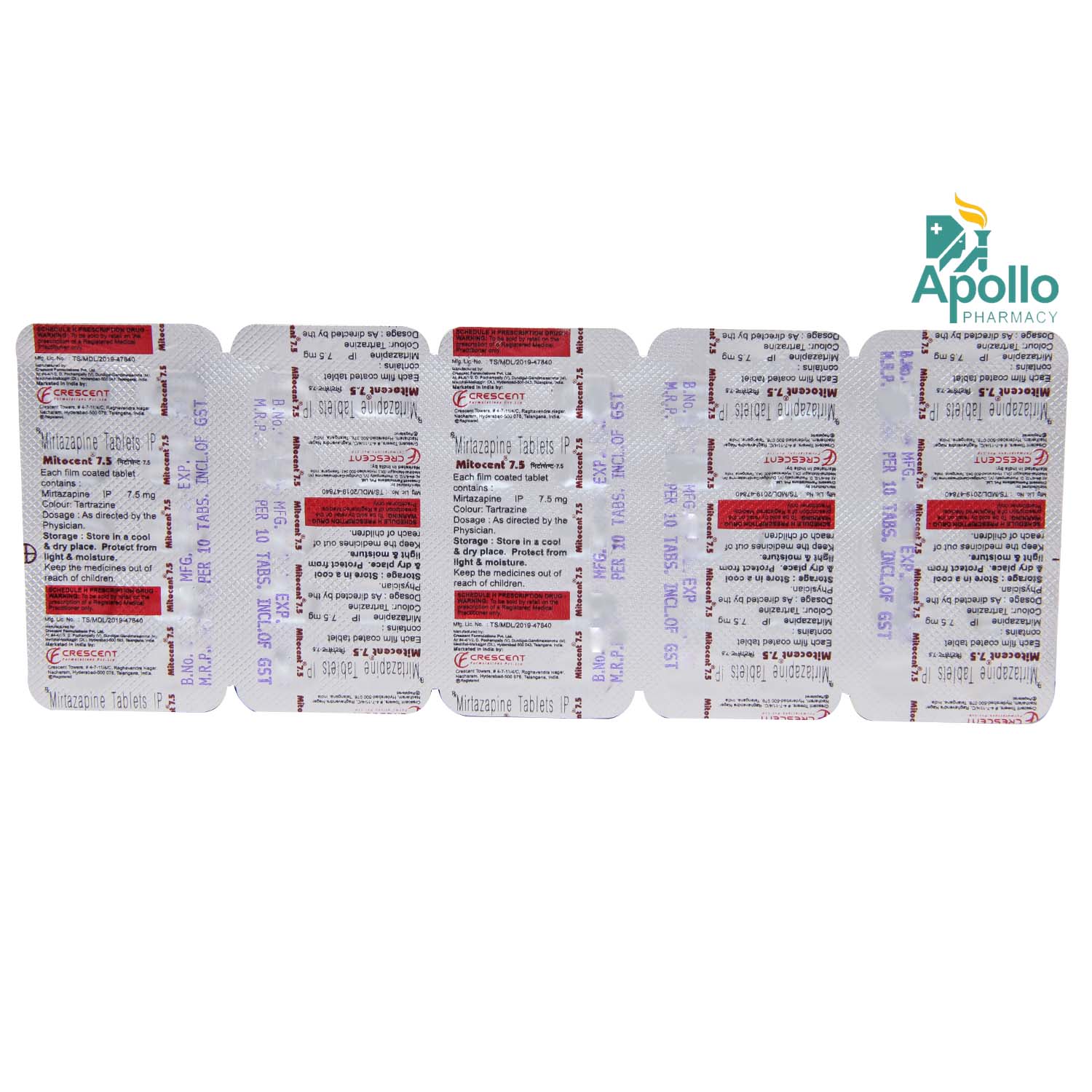 MITOCENT 7.5MG TABLET, Pack of 10 TABLETS MITOCENT 7.5MG TABLET, Pack of 10 TABLETS