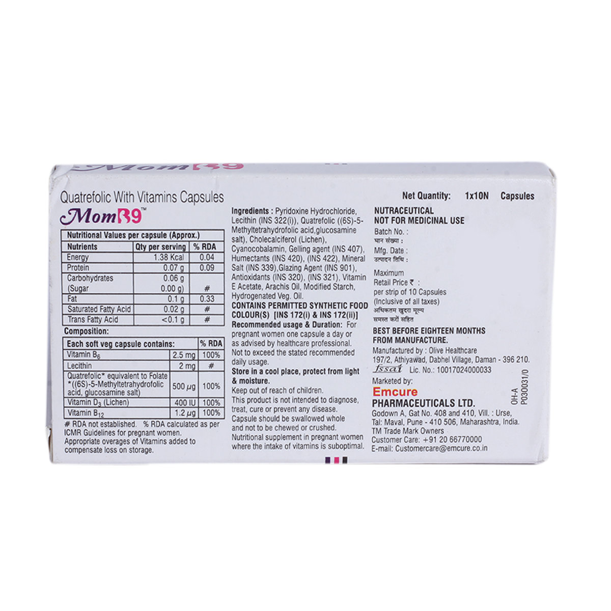 Mom B9 Capsule 10's, Pack of 10 Mom B9 Capsule 10's, Pack of 10