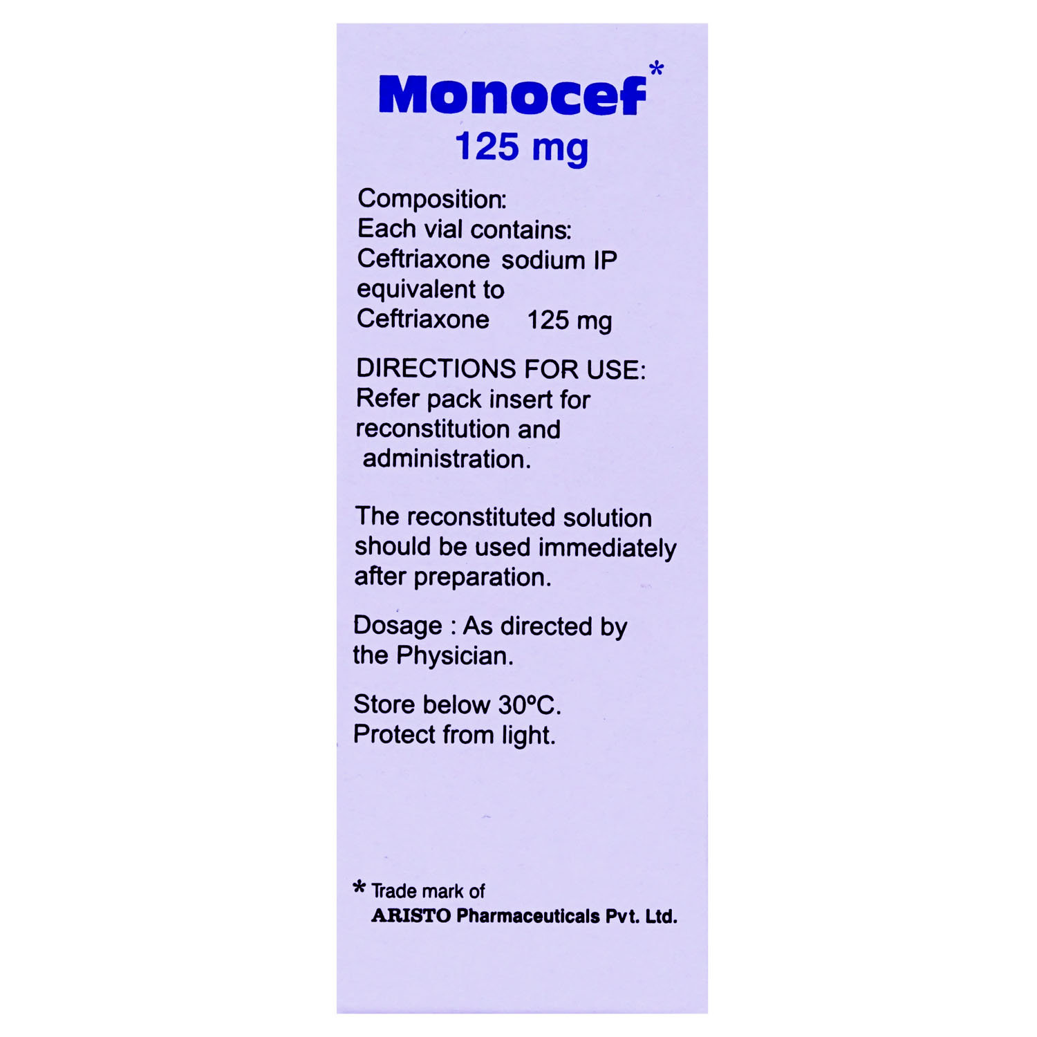 Monocef 125mg Injection 1's, Pack of 1 INJECTION Monocef 125mg Injection 1's, Pack of 1 INJECTION