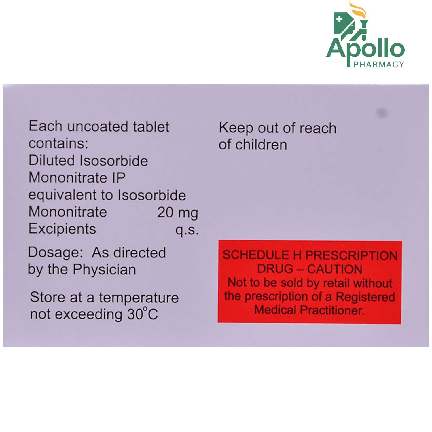 Mono Isordil 20 Tablet 10's, Pack of 10 TabletS Mono Isordil 20 Tablet 10's, Pack of 10 TabletS