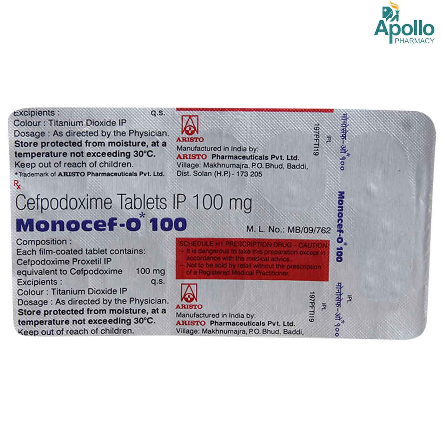 Monocef-O 100 Tablet 10's, Pack of 10 TABLETS Monocef-O 100 Tablet 10's, Pack of 10 TABLETS