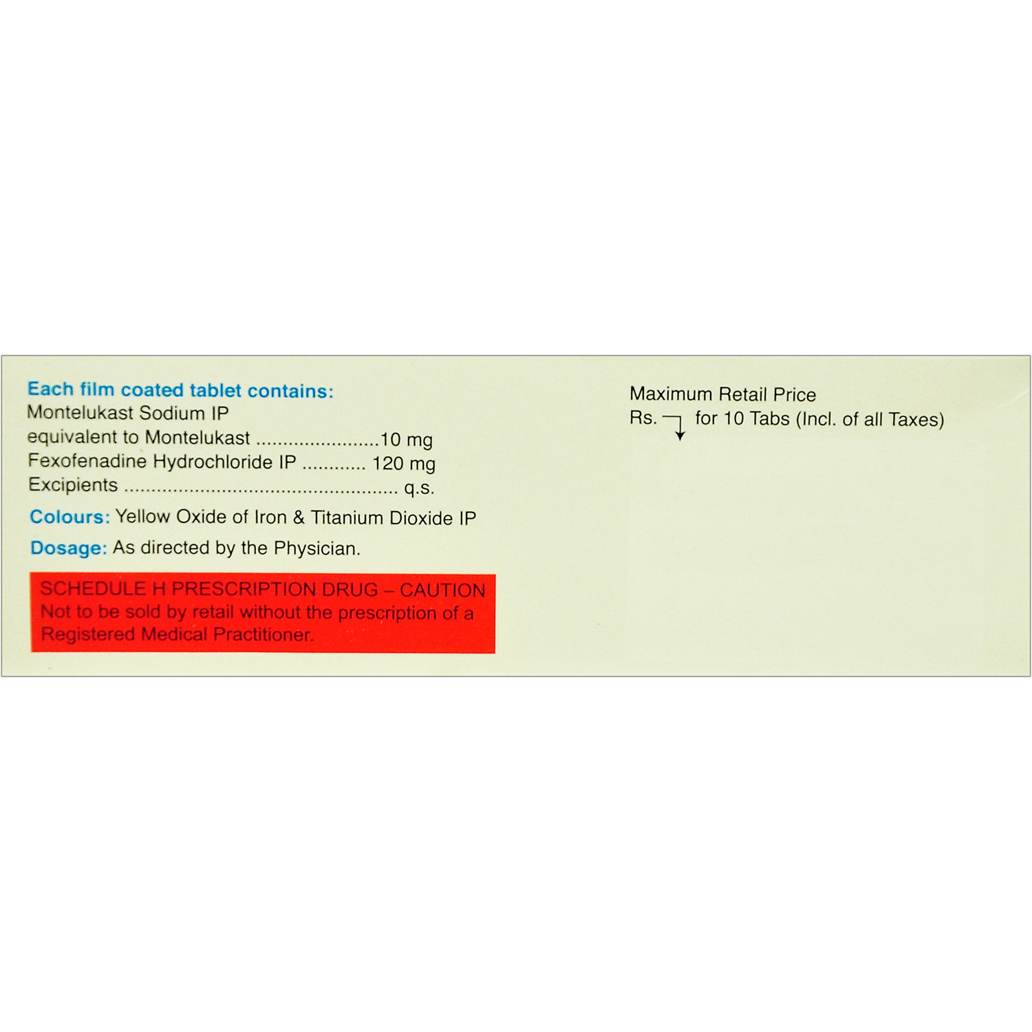 Montair FX Tablet 10's, Pack of 10 TABLETS Montair FX Tablet 10's, Pack of 10 TABLETS