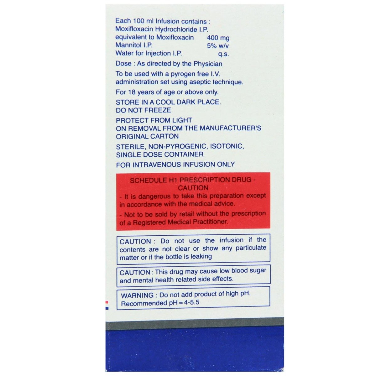 Moxif 400Mg /100Ml I.V, Pack of 1 Fluids Moxif 400Mg /100Ml I.V, Pack of 1 Fluids