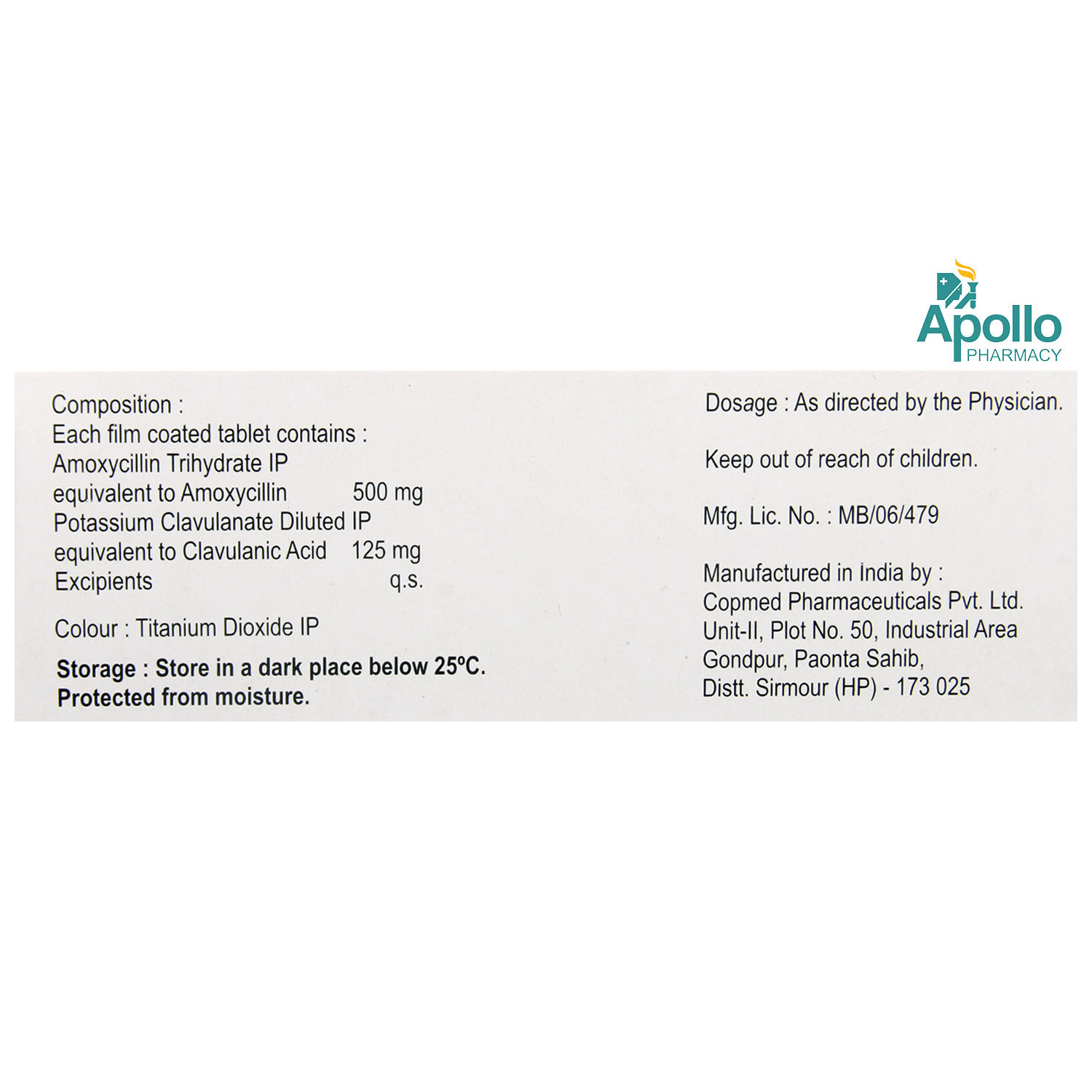 Moxiforce CV 625 Tablet 10's, Pack of 10 TABLETS Moxiforce CV 625 Tablet 10's, Pack of 10 TABLETS