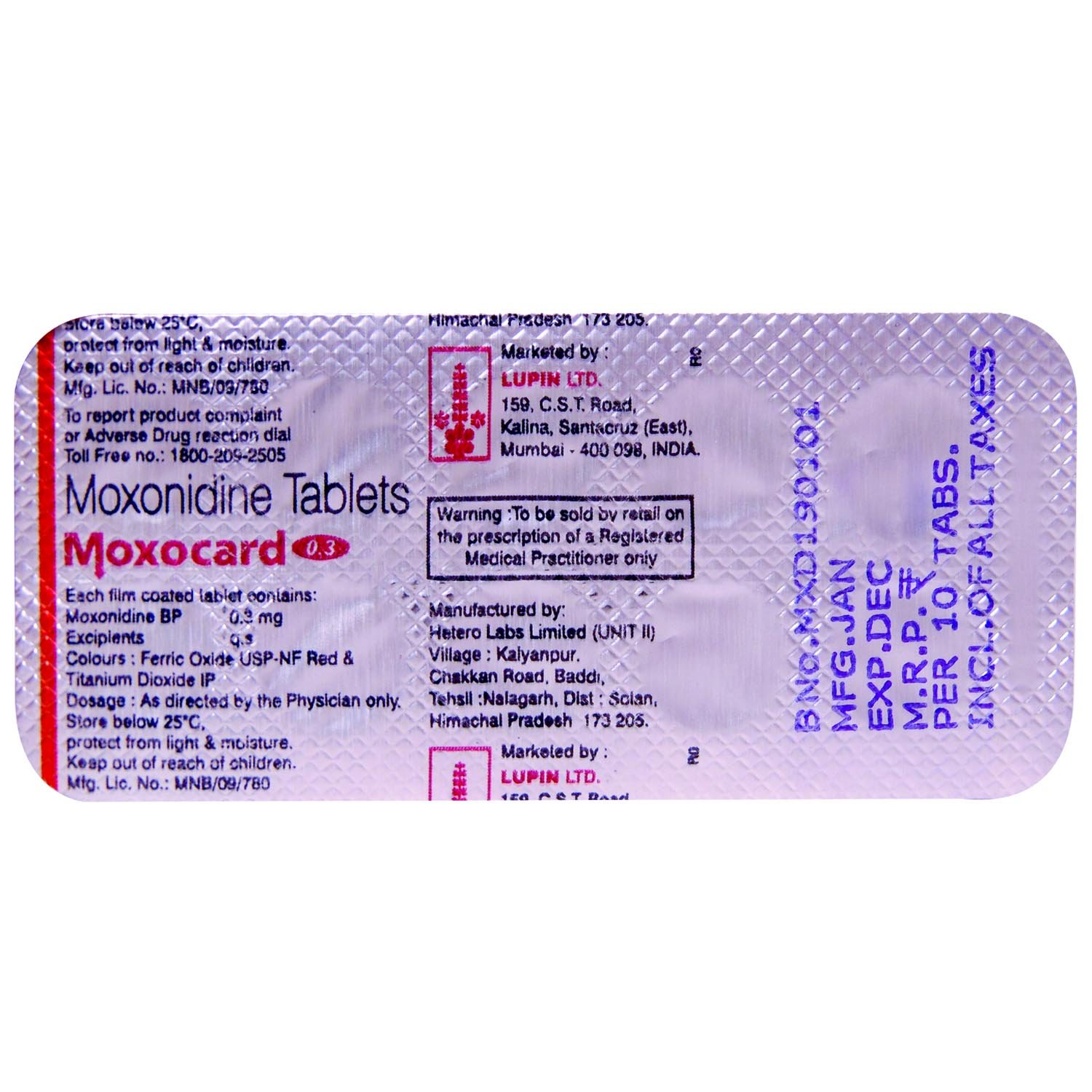 Moxocard 0.3 Tablet 10's, Pack of 10 TABLETS Moxocard 0.3 Tablet 10's, Pack of 10 TABLETS