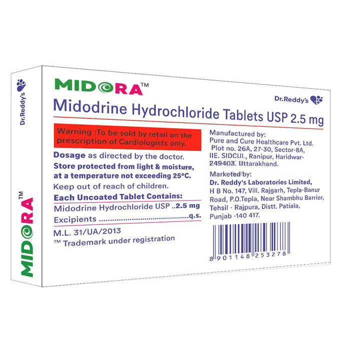 Midora 2.5 mg Tablet 30's, Pack of 30 TabletS Midora 2.5 mg Tablet 30's, Pack of 30 TabletS
