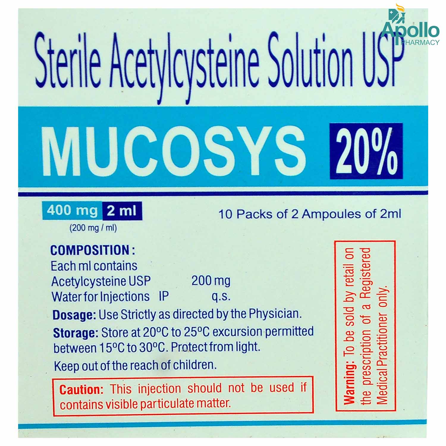 Mucosys 20% Injection 2 ml, Pack of 1 INJECTION Mucosys 20% Injection 2 ml, Pack of 1 INJECTION