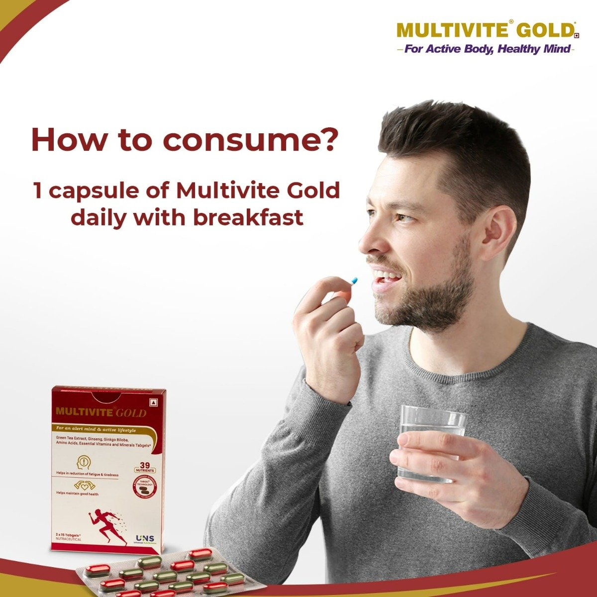 Multivite Gold Capsule 15's, Pack of 15 Multivite Gold Capsule 15's, Pack of 15