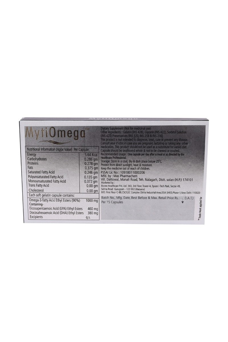Mytiomega Soft Gelatin Capsule 15's, Pack of 15 CAPSULES Mytiomega Soft Gelatin Capsule 15's, Pack of 15 CAPSULES