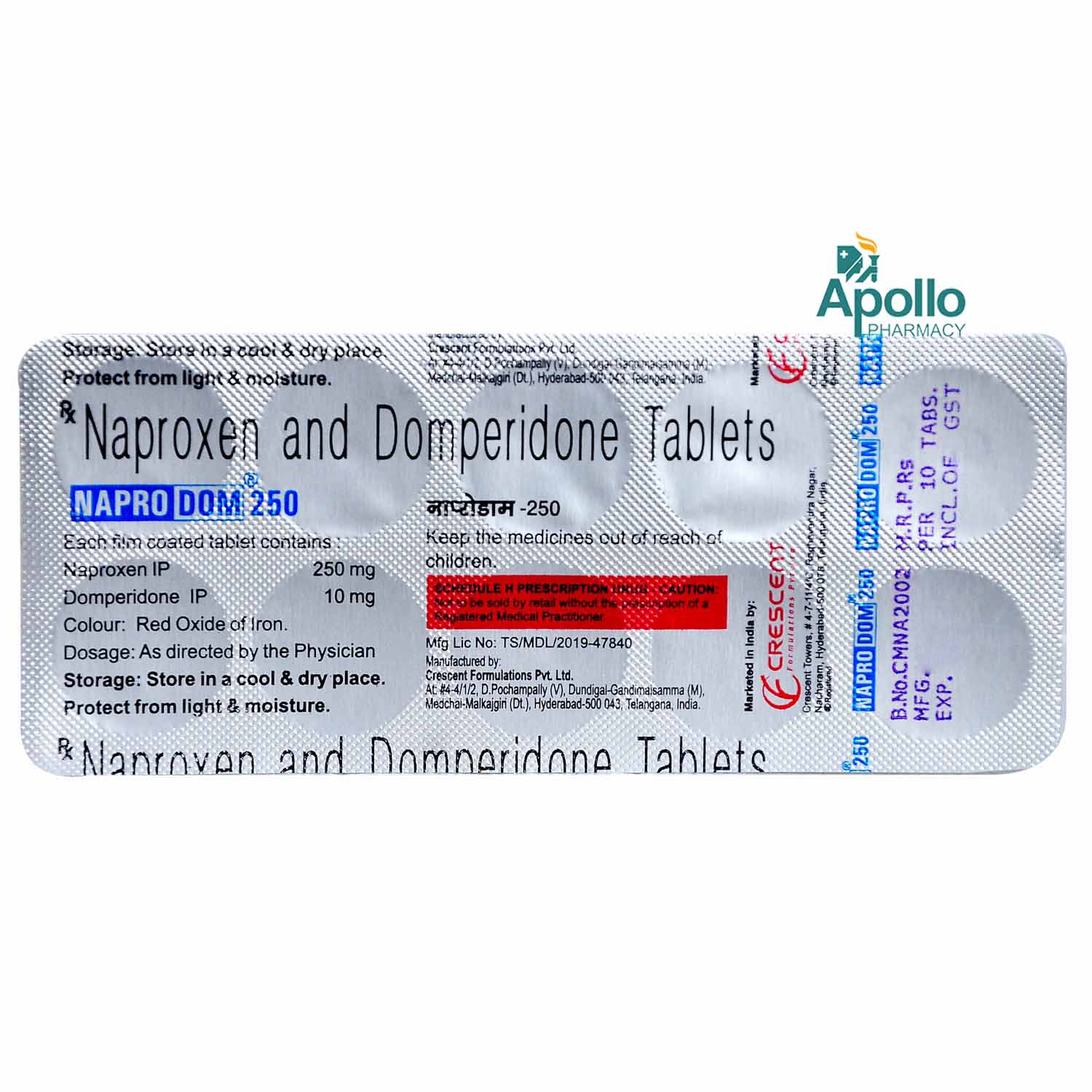 Naprodom 250 Tablet 10's, Pack of 10 TABLETS Naprodom 250 Tablet 10's, Pack of 10 TABLETS