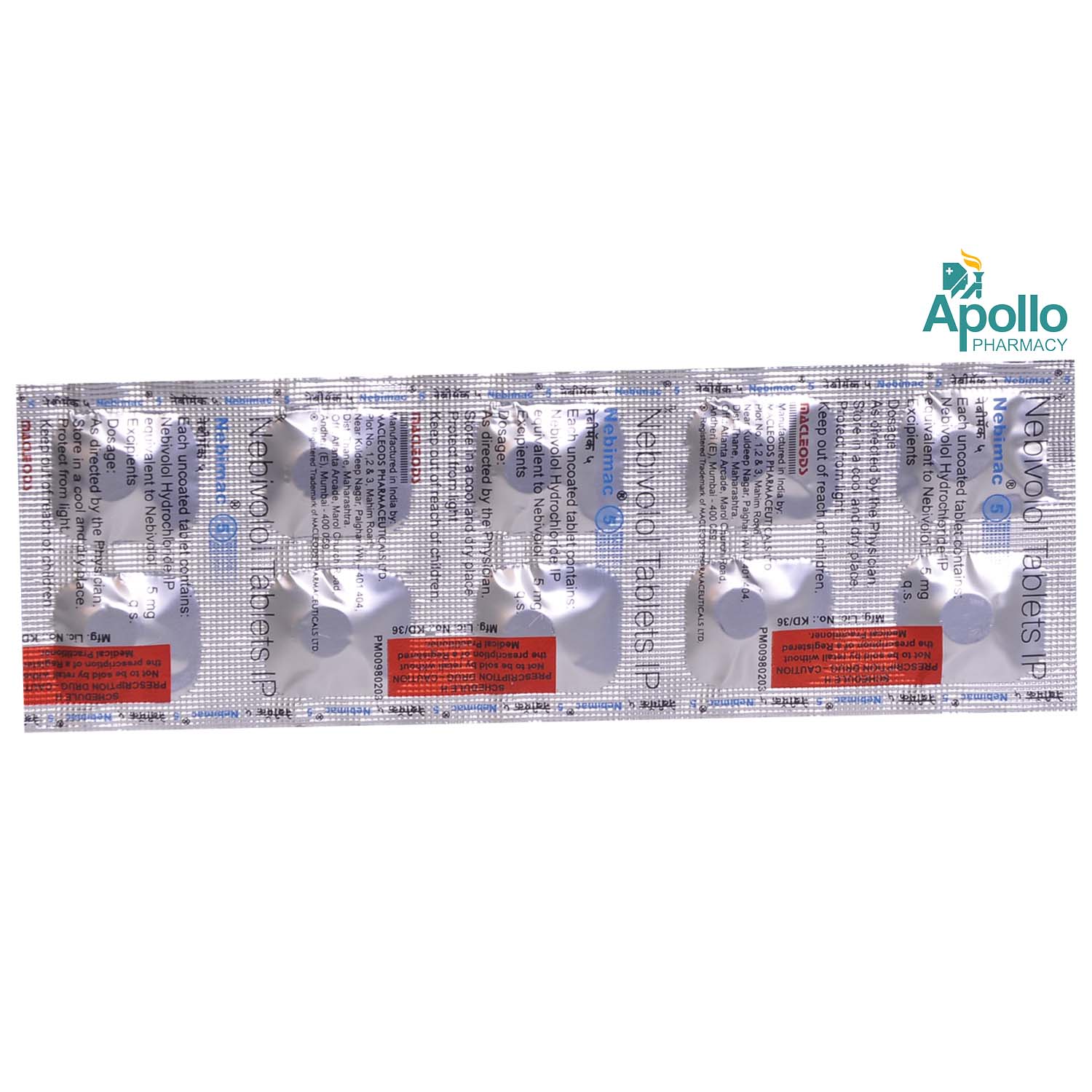 NEBIMAC 5MG TABLET, Pack of 10 TABLETS NEBIMAC 5MG TABLET, Pack of 10 TABLETS