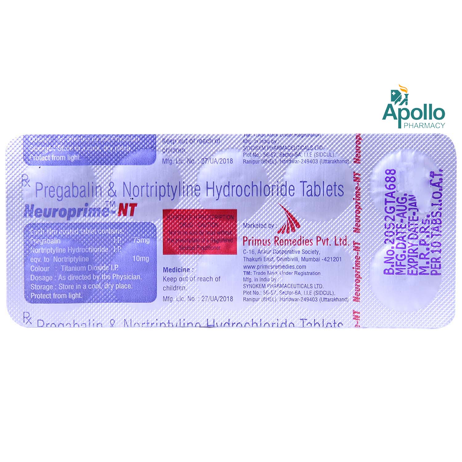 Neuroprime NT Tablet 10's, Pack of 10 Neuroprime NT Tablet 10's, Pack of 10