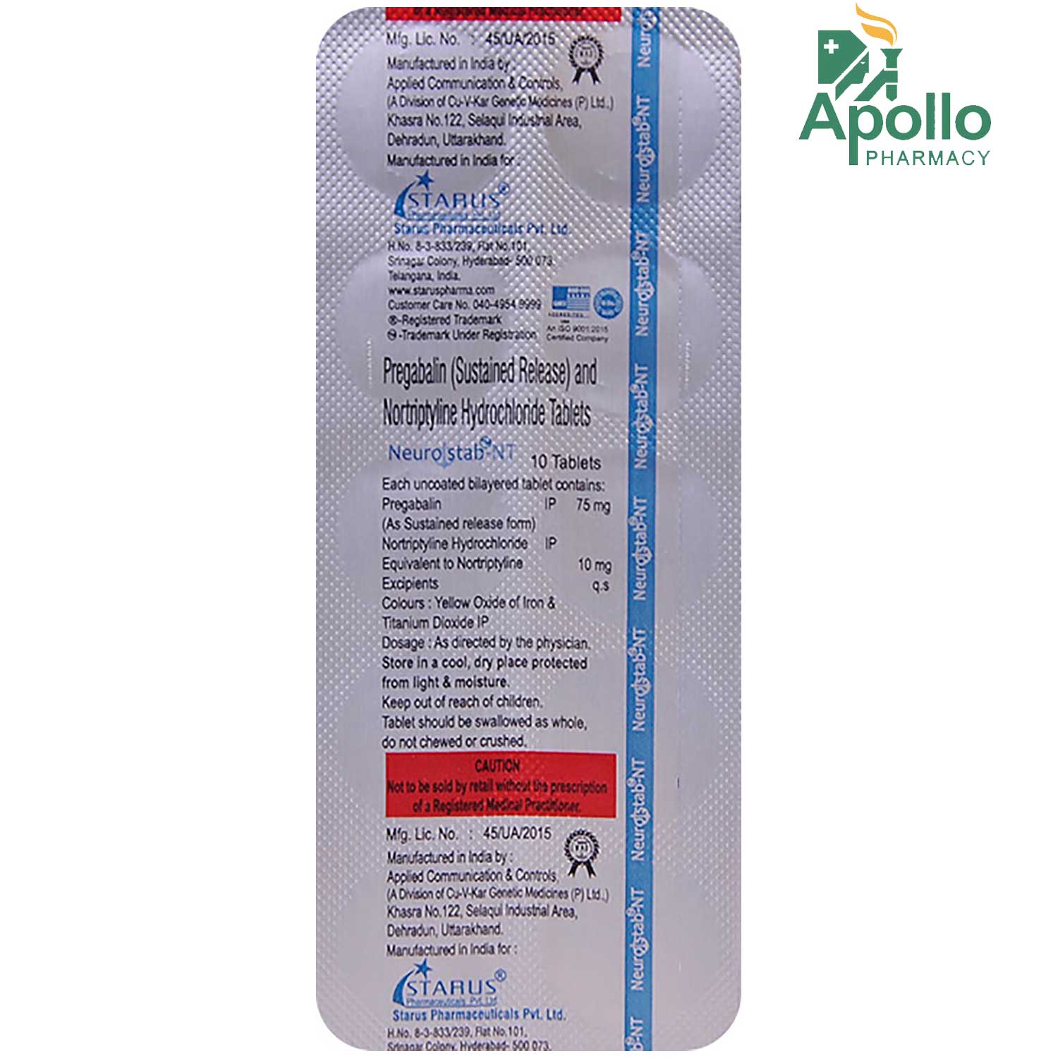 Neurostab NT 75 Tablet 10's, Pack of 10 Neurostab NT 75 Tablet 10's, Pack of 10