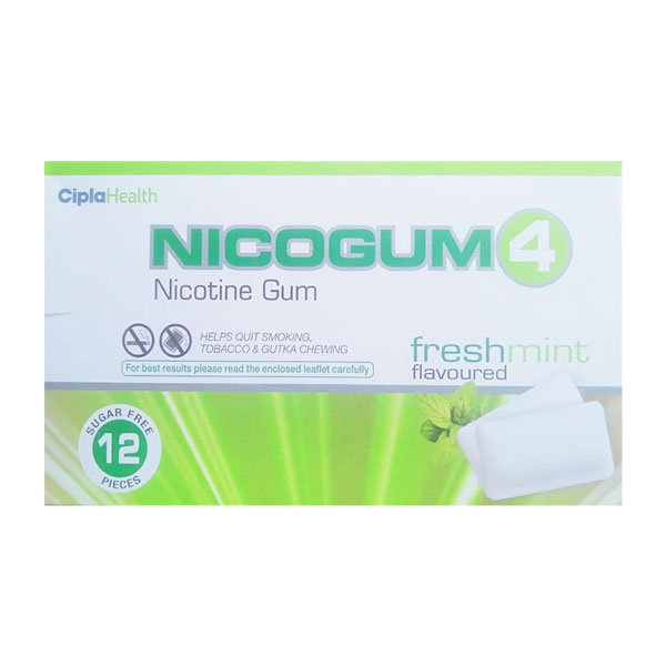 Nicogum 4 Nicotine Gum Freshmint Flavour, 12 Chewing Gums, Pack of 1 Nicogum 4 Nicotine Gum Freshmint Flavour, 12 Chewing Gums, Pack of 1