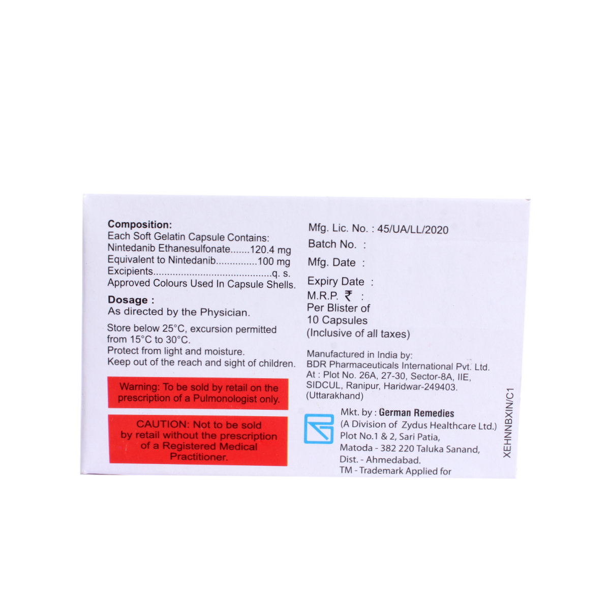 Nindev 100 mg Softgel Capsule 10's, Pack of 10 CapsuleS Nindev 100 mg Softgel Capsule 10's, Pack of 10 CapsuleS