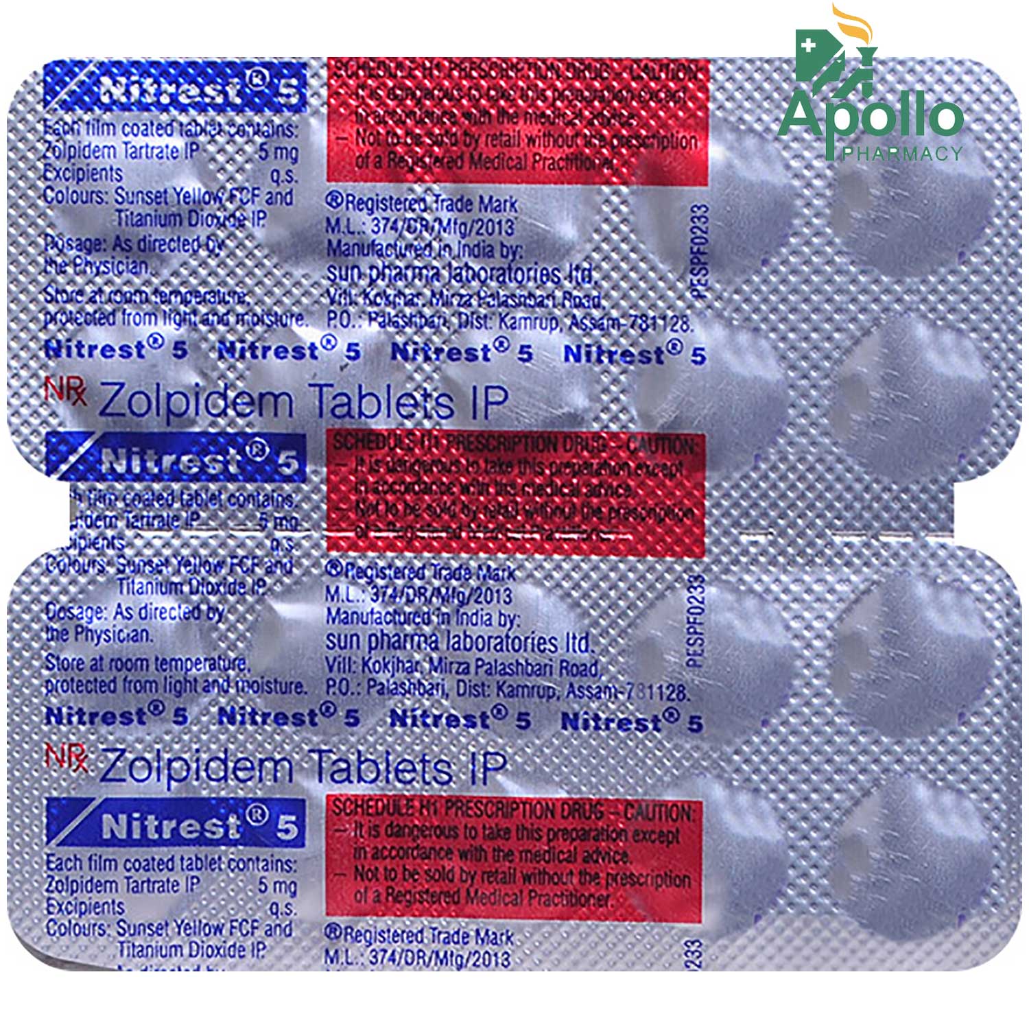 NITREST 5MG TABLET, Pack of 10 TABLETS NITREST 5MG TABLET, Pack of 10 TABLETS