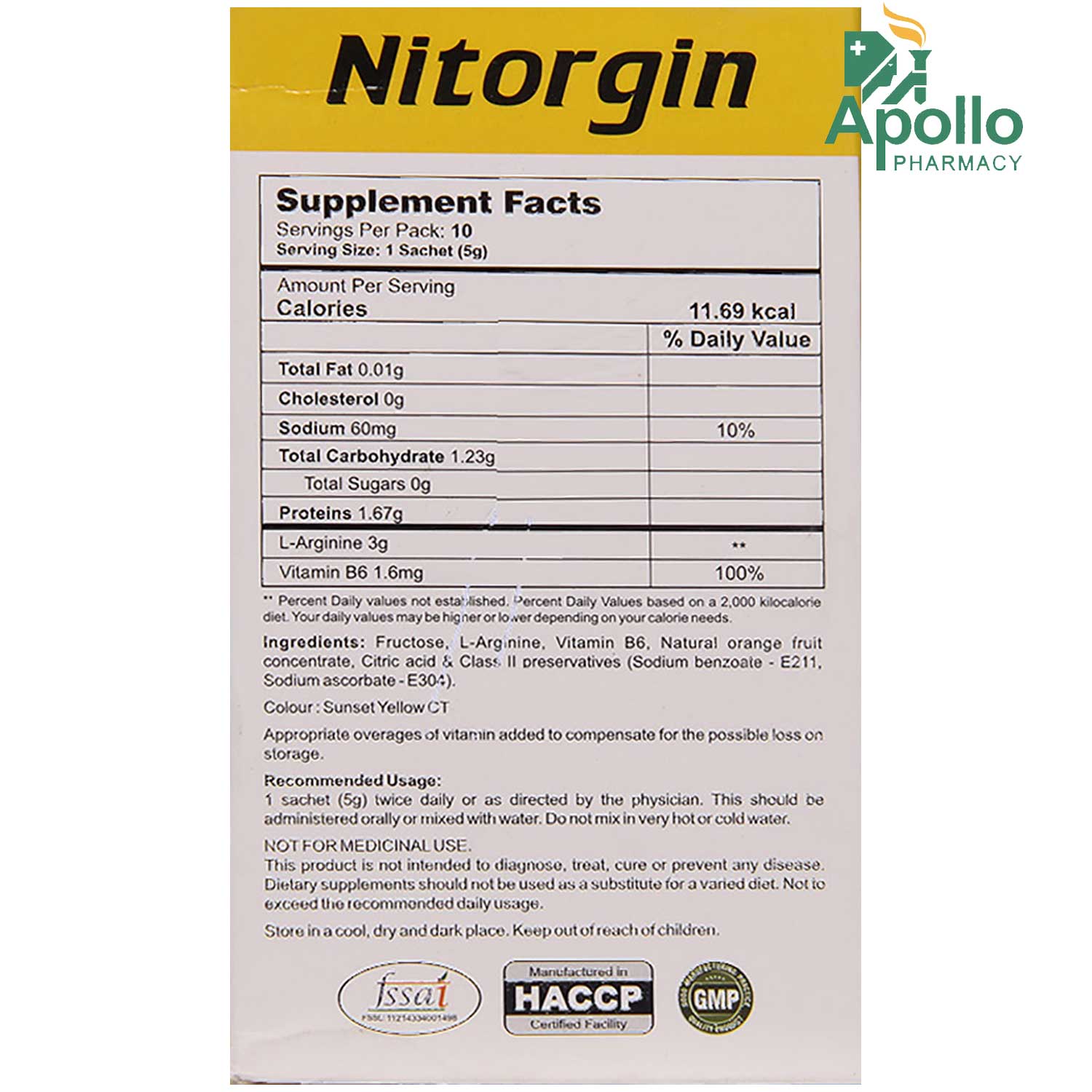 NITORGIN Sugar FREE SACHET 5G, Pack of 1 Powder NITORGIN Sugar FREE SACHET 5G, Pack of 1 Powder