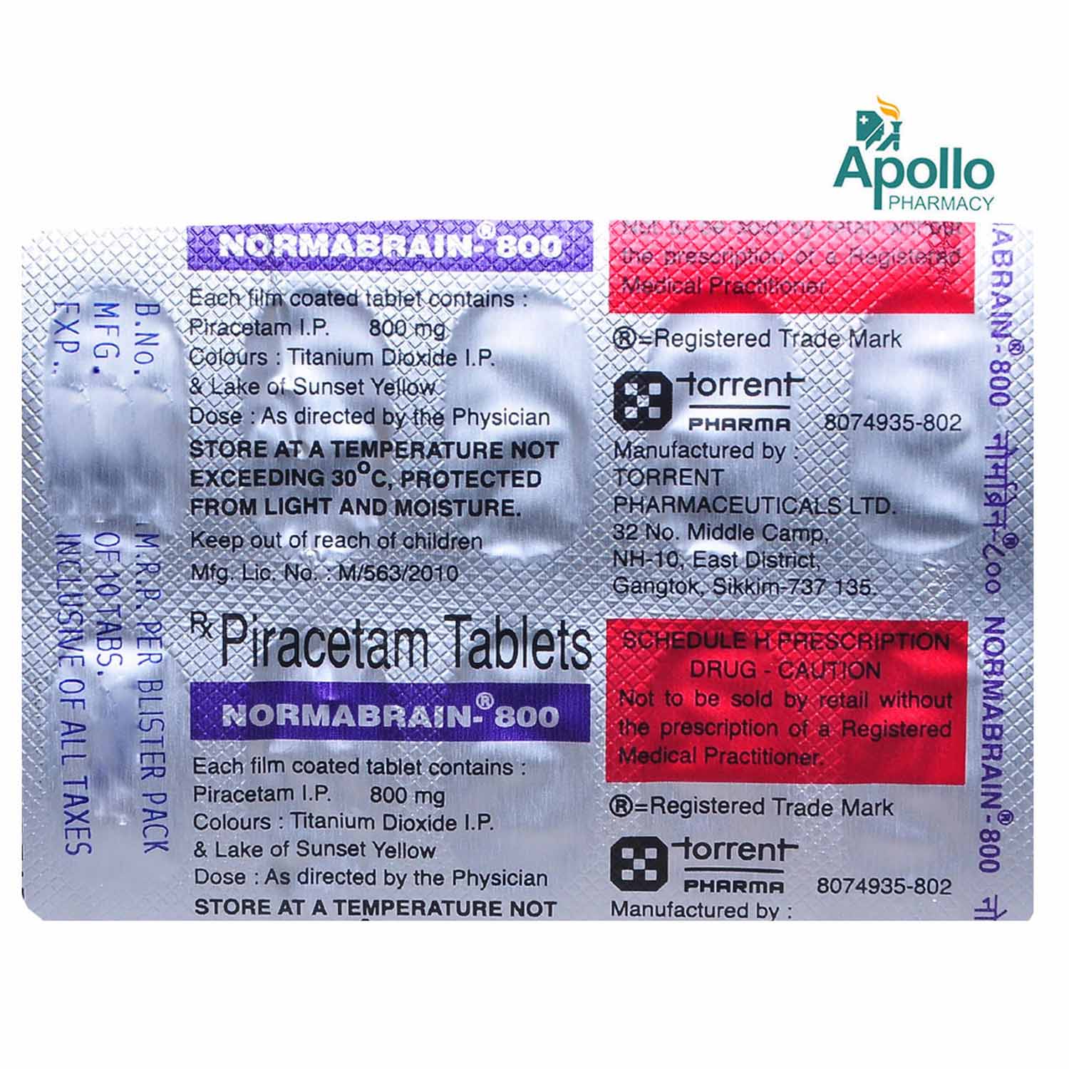 Normabrain-800 Tablet 10's, Pack of 10 TABLETS Normabrain-800 Tablet 10's, Pack of 10 TABLETS