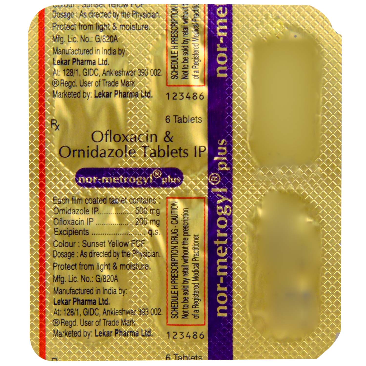 Nor Metrogyl Plus Tablet 6's, Pack of 6 TABLETS Nor Metrogyl Plus Tablet 6's, Pack of 6 TABLETS