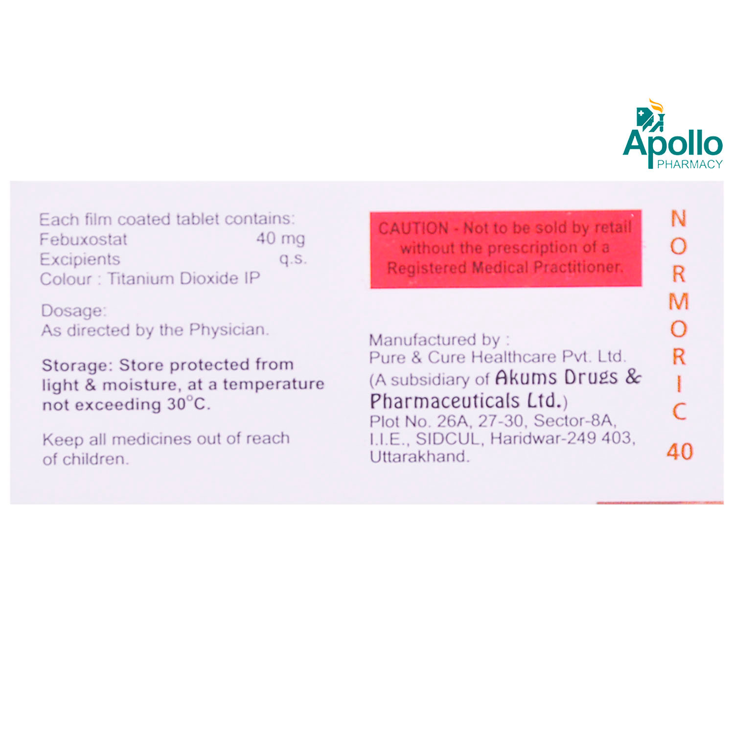 Normoric 40 Tablet 10's, Pack of 10 TABLETS Normoric 40 Tablet 10's, Pack of 10 TABLETS