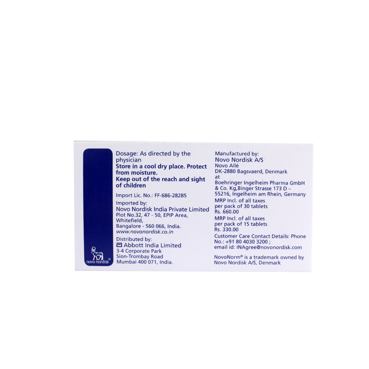 Novonorm 2 mg Tablet 15's, Pack of 15 TabletS Novonorm 2 mg Tablet 15's, Pack of 15 TabletS