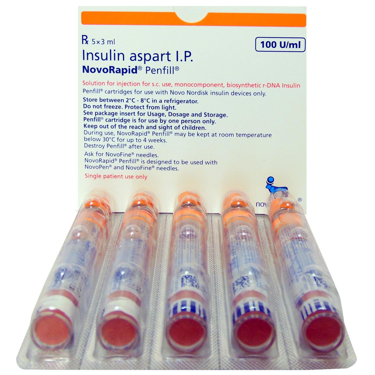 Novorapid 100IU/ml Penfill 3 ml, Pack of 1 INJECTION Novorapid 100IU/ml Penfill 3 ml, Pack of 1 INJECTION