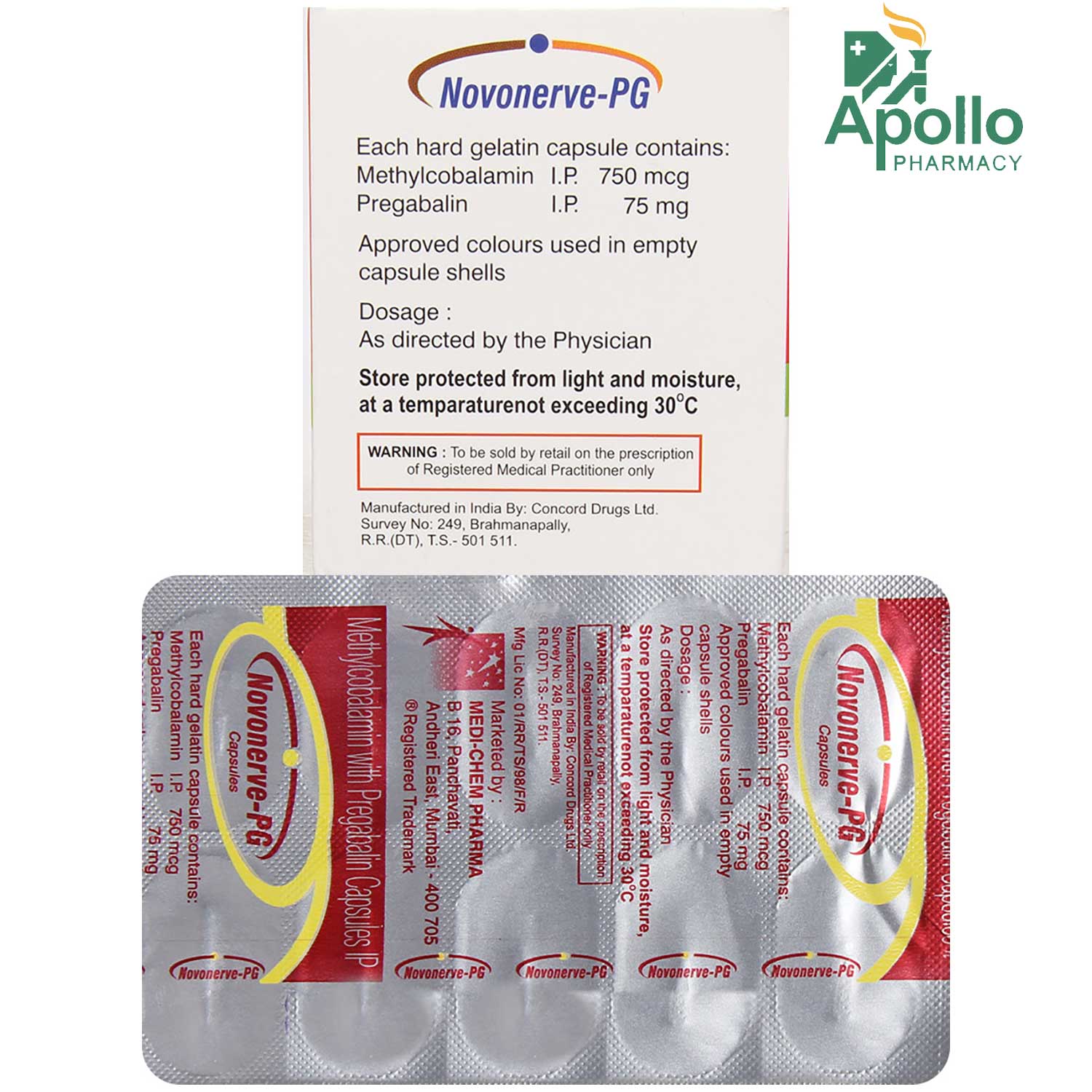 Novonerve-PG Capsule 10's, Pack of 10 Novonerve-PG Capsule 10's, Pack of 10