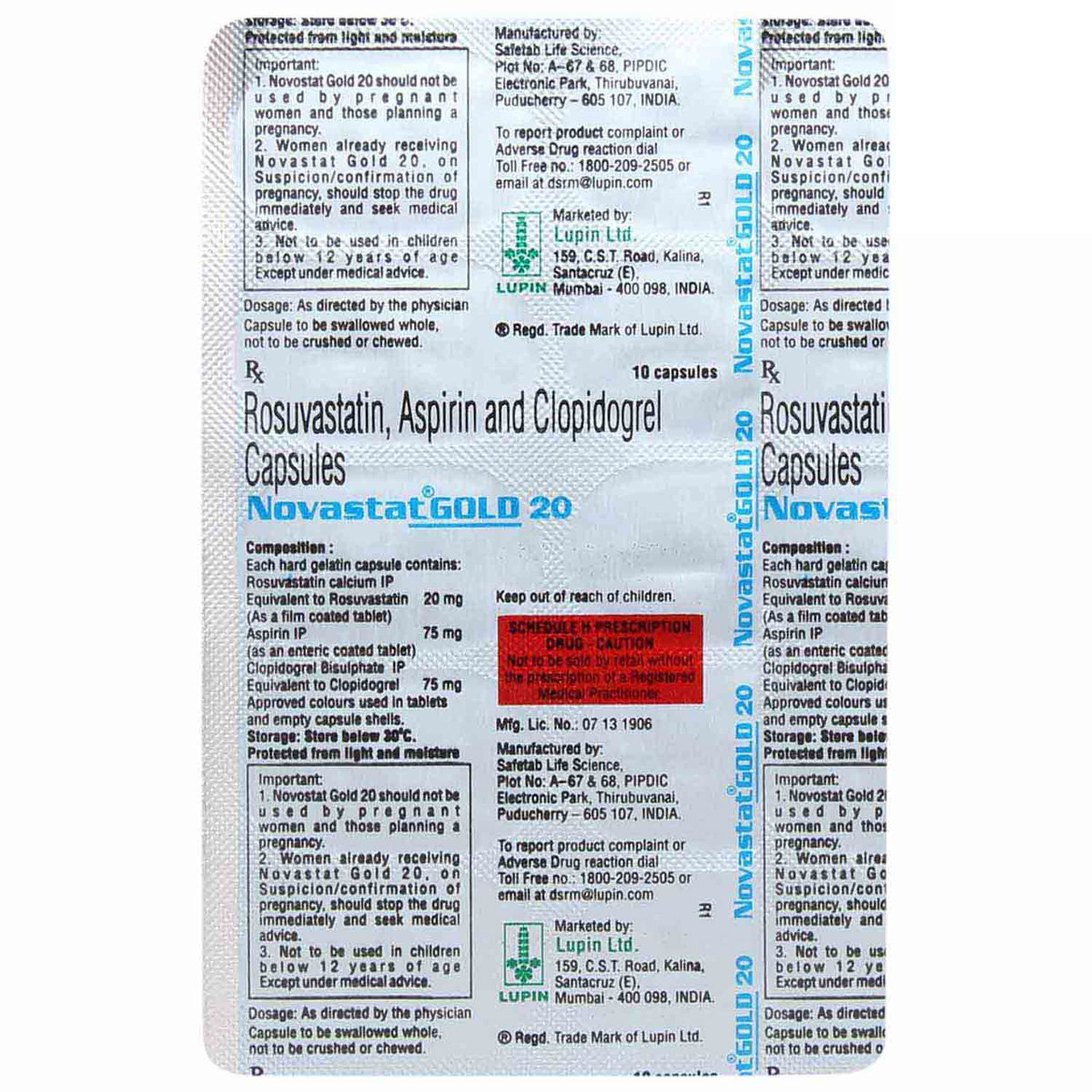 Novastat Gold 20 Capsule 10's, Pack of 10 CapsuleS Novastat Gold 20 Capsule 10's, Pack of 10 CapsuleS