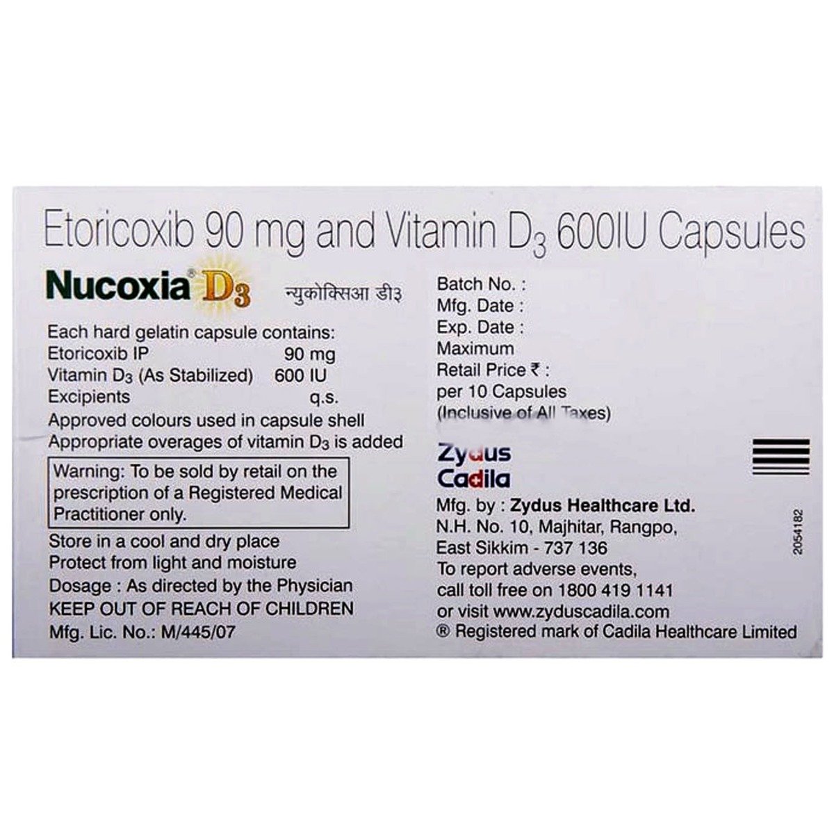 Nucoxia D3 Capsule 10's, Pack of 10 CAPSULES Nucoxia D3 Capsule 10's, Pack of 10 CAPSULES