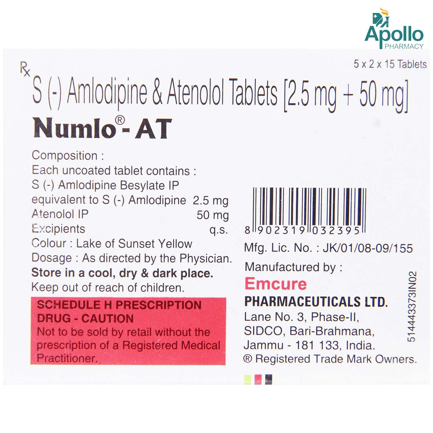 Numlo-AT 2.5 mg Tablet 15's, Pack of 15 TABLETS Numlo-AT 2.5 mg Tablet 15's, Pack of 15 TABLETS