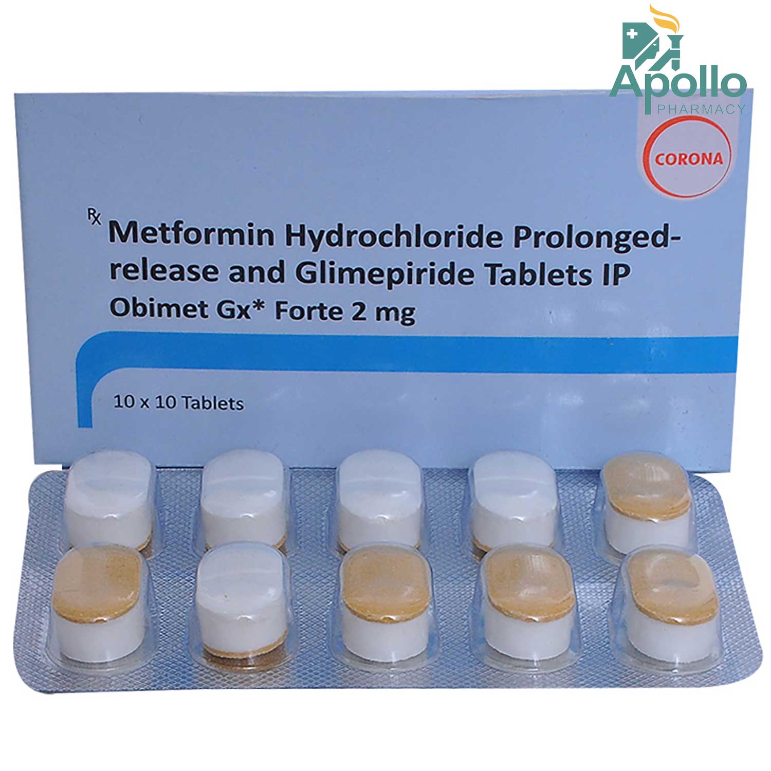 Obimet GX Forte 2 Tablet 10's, Pack of 10 TABLETS Obimet GX Forte 2 Tablet 10's, Pack of 10 TABLETS