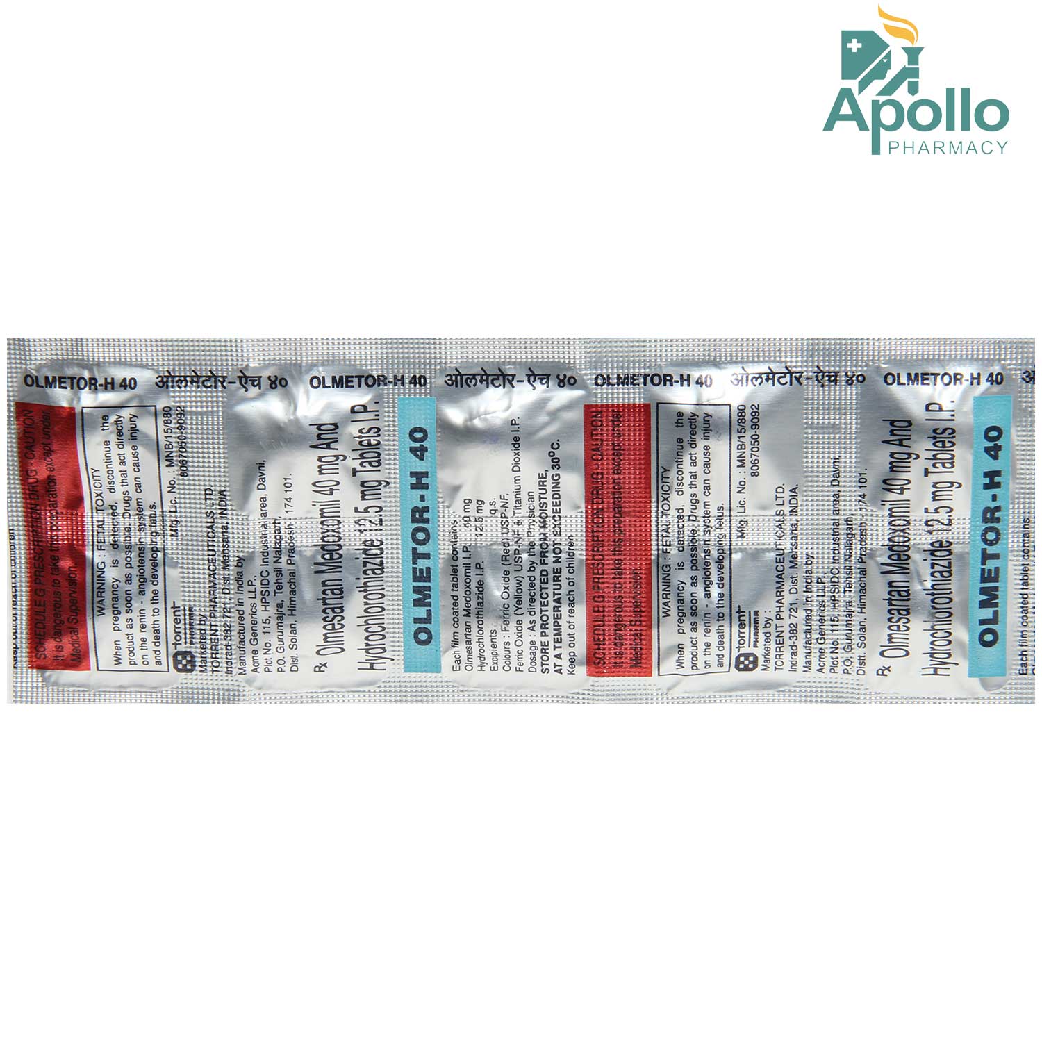 Olmetor-H 40 Tablet 10's, Pack of 10 TABLETS Olmetor-H 40 Tablet 10's, Pack of 10 TABLETS