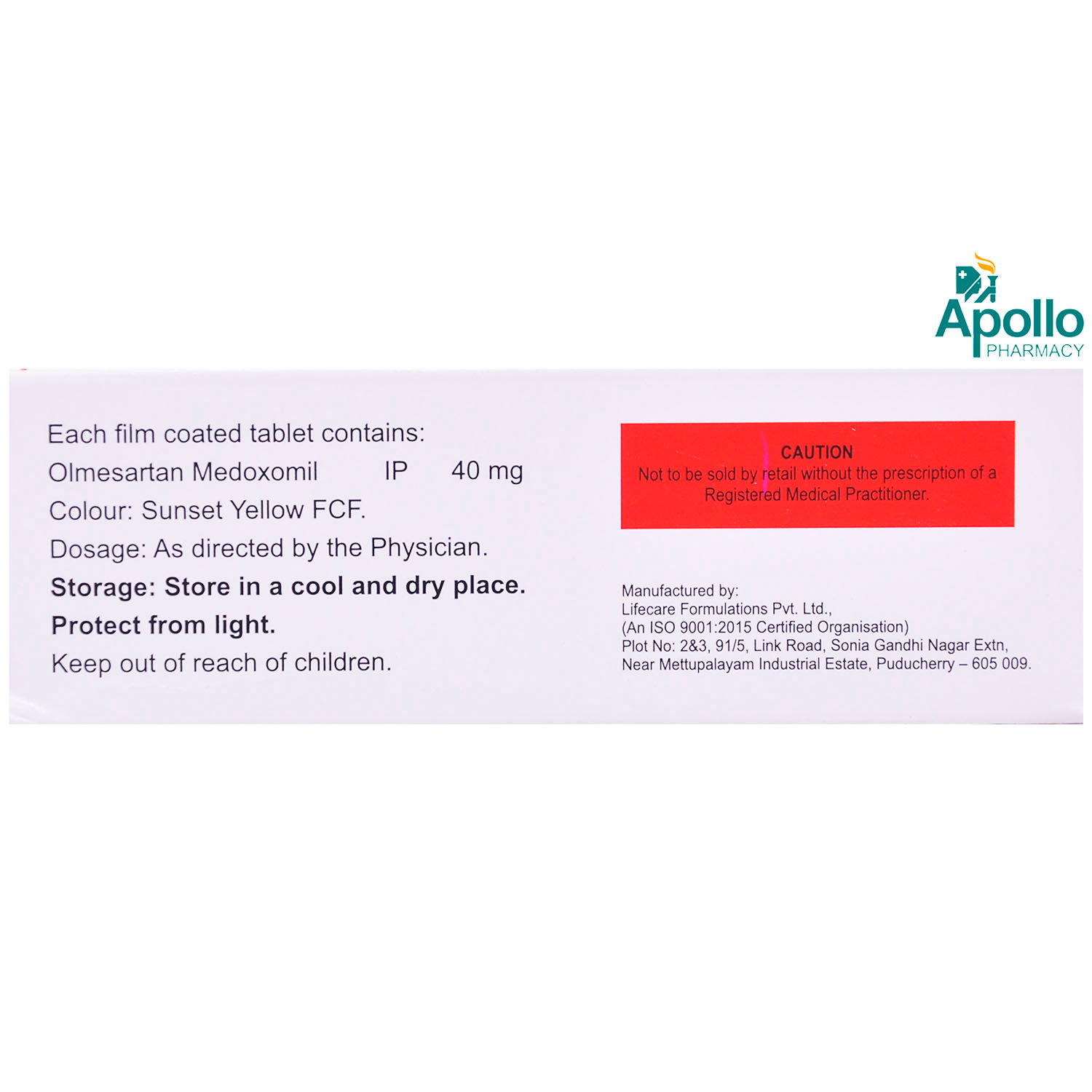 OLMEFLEX 40MG TABLET, Pack of 10 TABLETS OLMEFLEX 40MG TABLET, Pack of 10 TABLETS