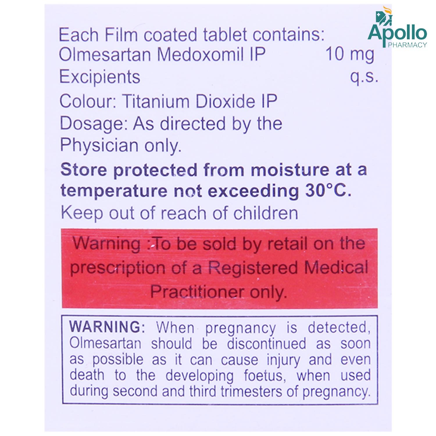 Olmenorm 10mg Tablet 10's, Pack of 10 TABLETS Olmenorm 10mg Tablet 10's, Pack of 10 TABLETS