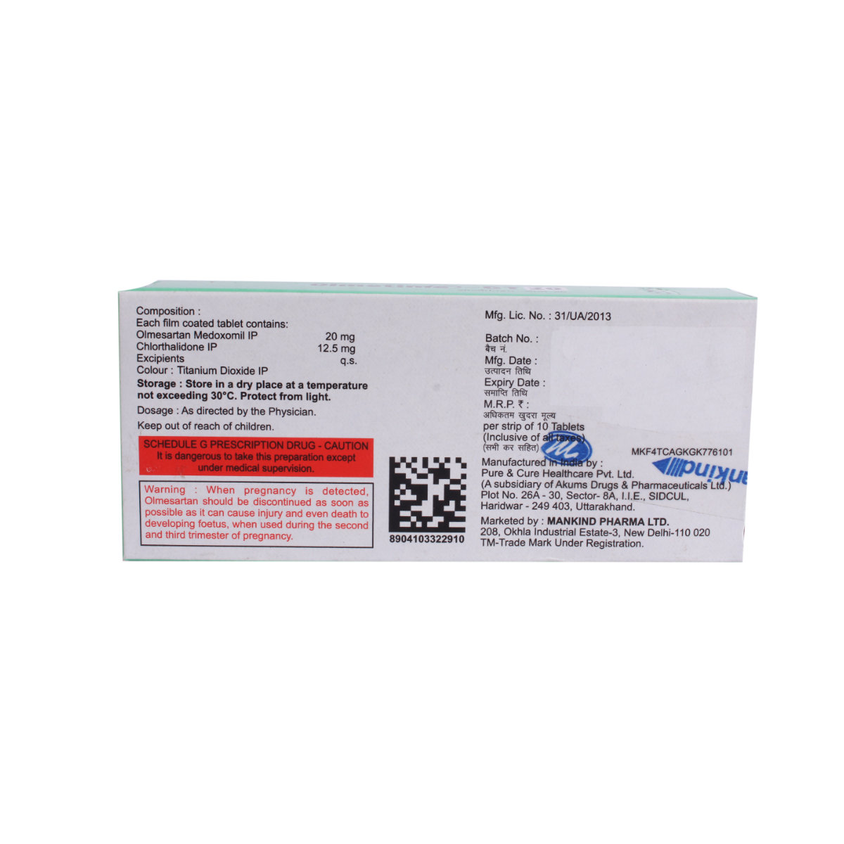 Olmetime-Ct 20mg Tablet 10's, Pack of 10 TabletS Olmetime-Ct 20mg Tablet 10's, Pack of 10 TabletS