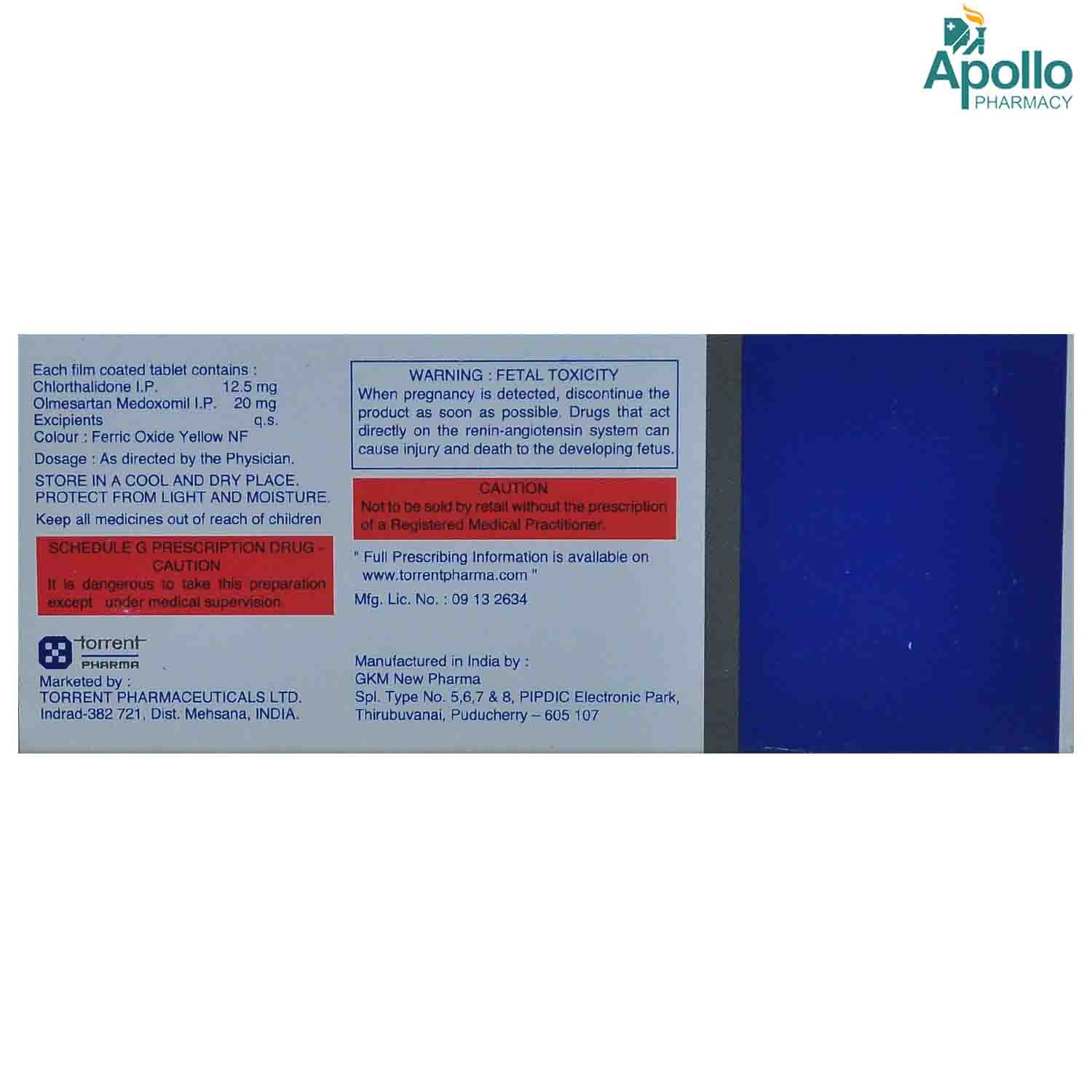 OLSAR CH 20/12.5MG TABLET 10'S, Pack of 10 TabletS OLSAR CH 20/12.5MG TABLET 10'S, Pack of 10 TabletS