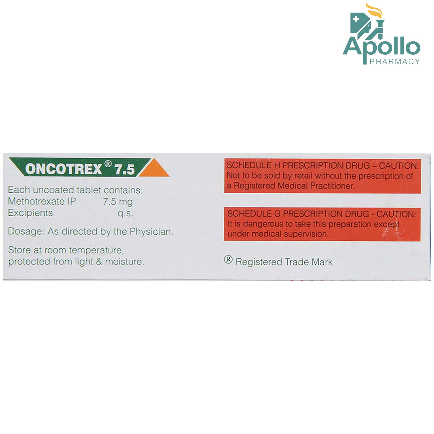 Oncotrex 7.5 Tablet 10's, Pack of 10 TABLETS Oncotrex 7.5 Tablet 10's, Pack of 10 TABLETS
