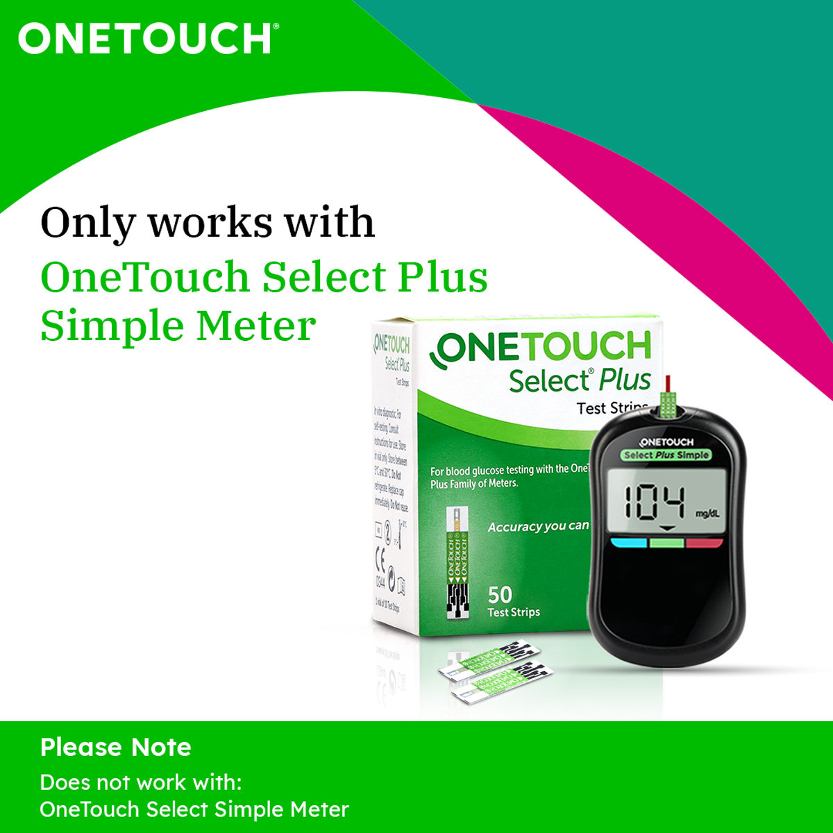 OneTouch Select Plus Test Strips, 50 Count, Pack of 1 OneTouch Select Plus Test Strips, 50 Count, Pack of 1