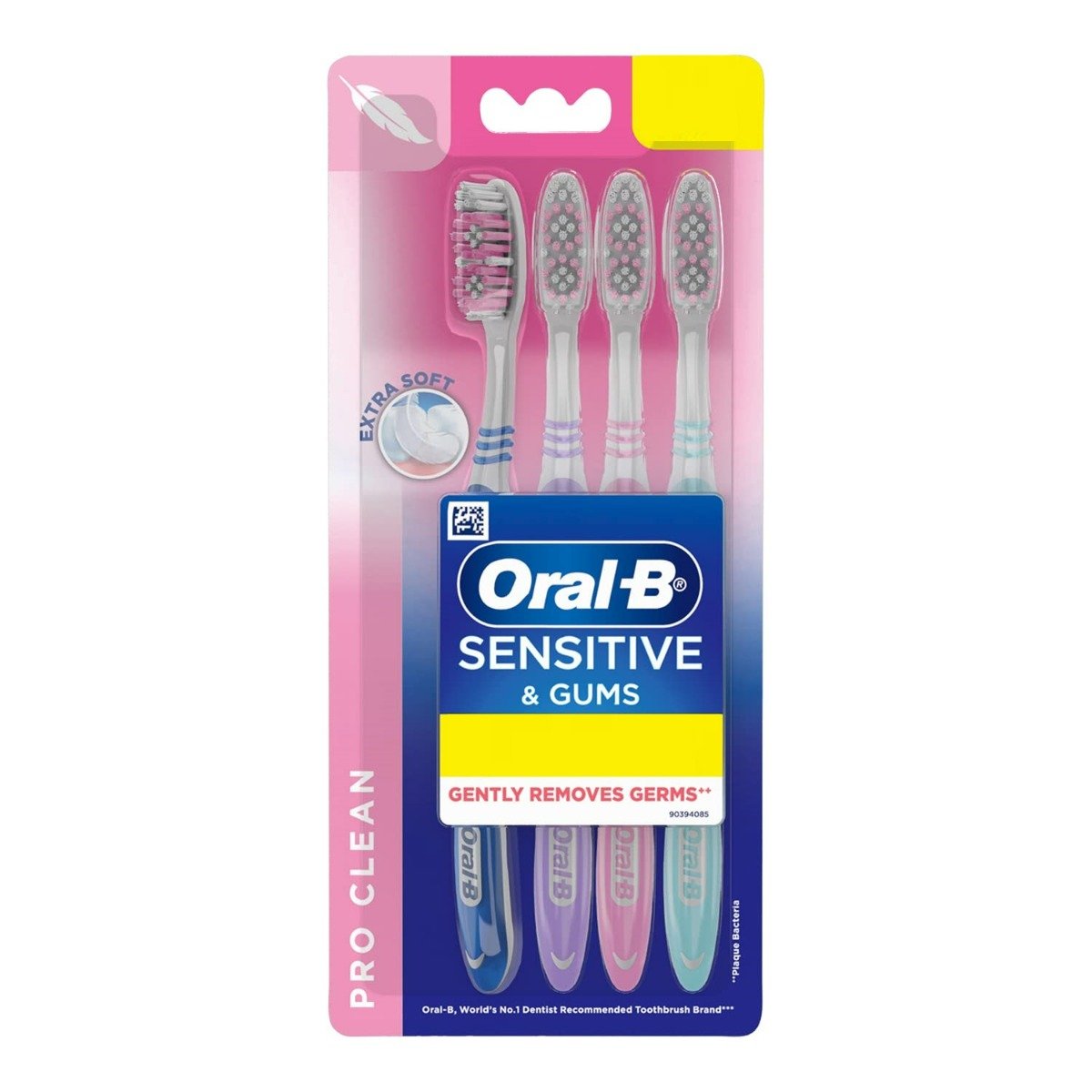 Oral-B Sensitive & Gums Pro Clean Extra Soft Toothbrush, 4 Count, Pack of 1 Oral-B Sensitive & Gums Pro Clean Extra Soft Toothbrush, 4 Count, Pack of 1