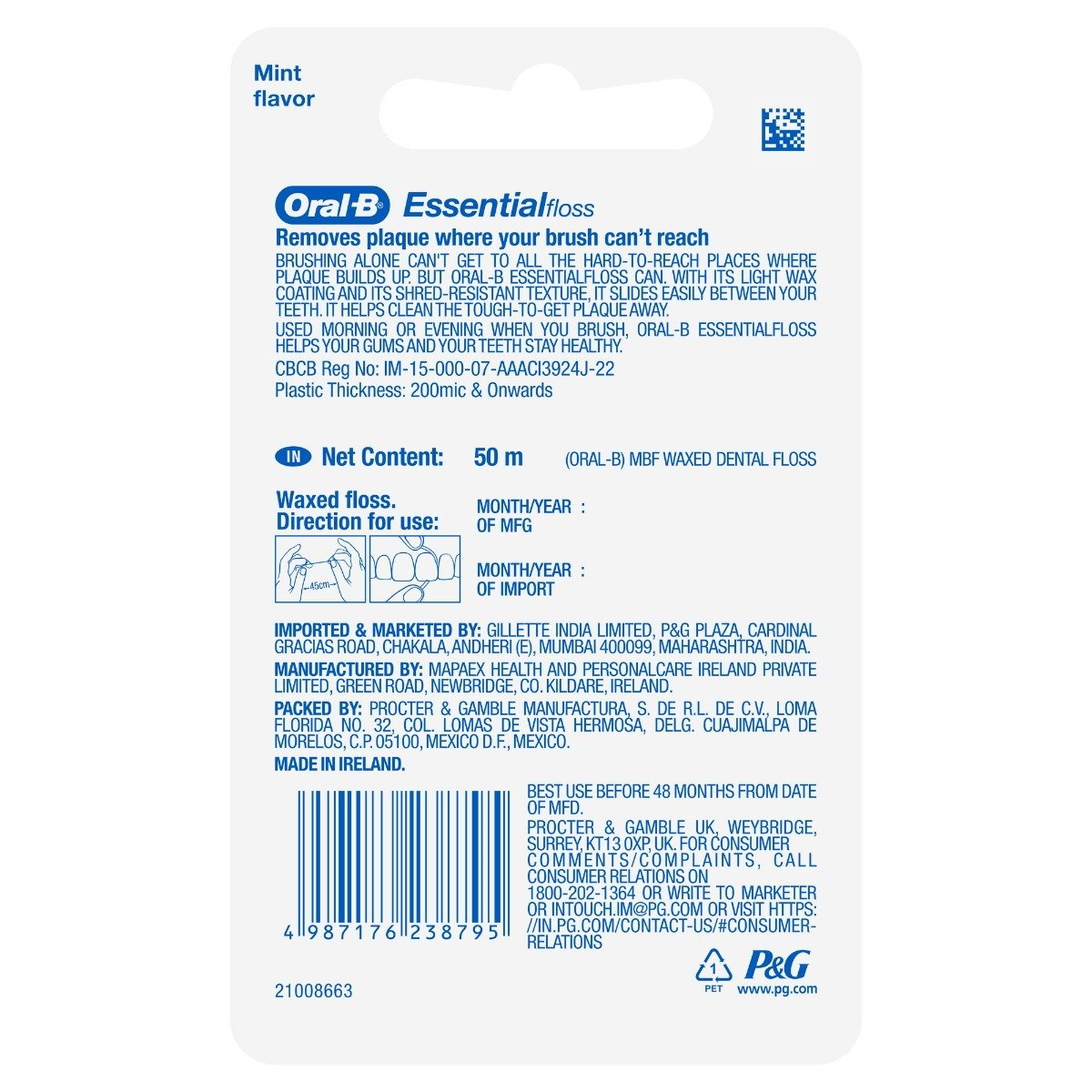 Oral-B Essential Mint Flavour Dental Floss, 50 m, Pack of 1 Oral-B Essential Mint Flavour Dental Floss, 50 m, Pack of 1