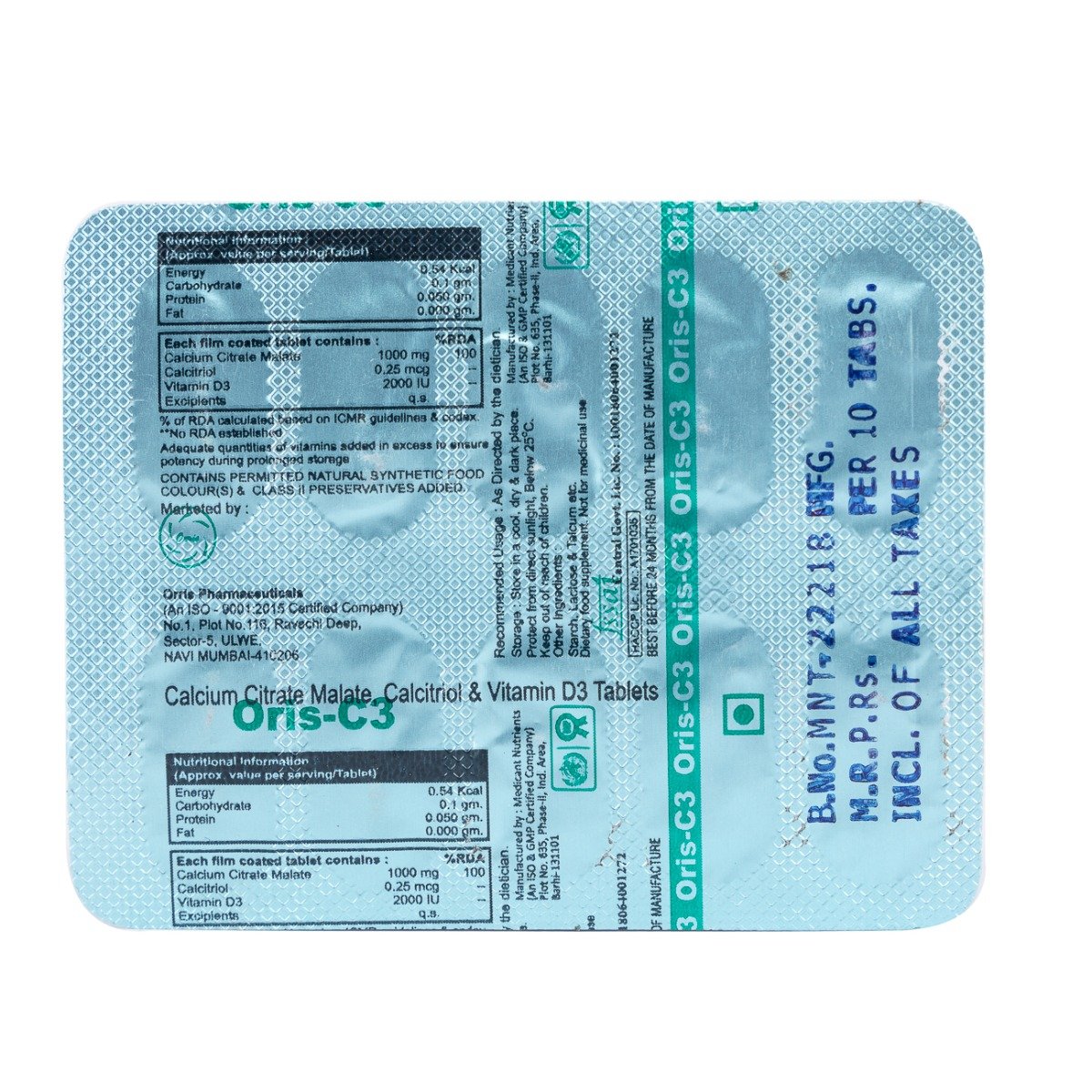 Oris C3 Tablet 10's, Pack of 10 TABLETS Oris C3 Tablet 10's, Pack of 10 TABLETS