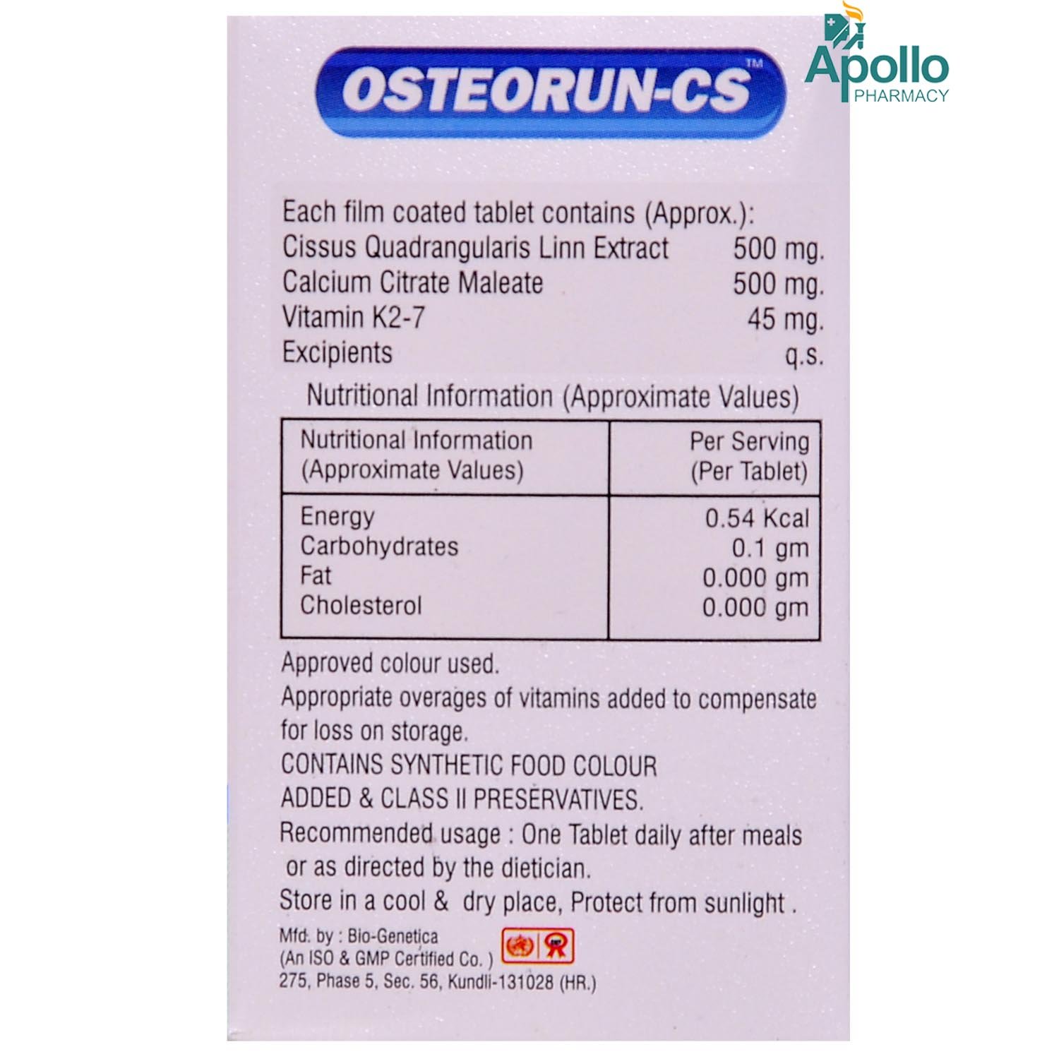 Osteorun CS Tablet 30's, Pack of 1 Tablet Osteorun CS Tablet 30's, Pack of 1 Tablet