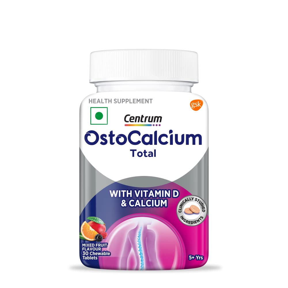 Centrum Ostocalcium Total Mixed Fruit Flavour, 30 Chewable Tablets, Pack of 1 Chewable Tablet Centrum Ostocalcium Total Mixed Fruit Flavour, 30 Chewable Tablets, Pack of 1 Chewable Tablet