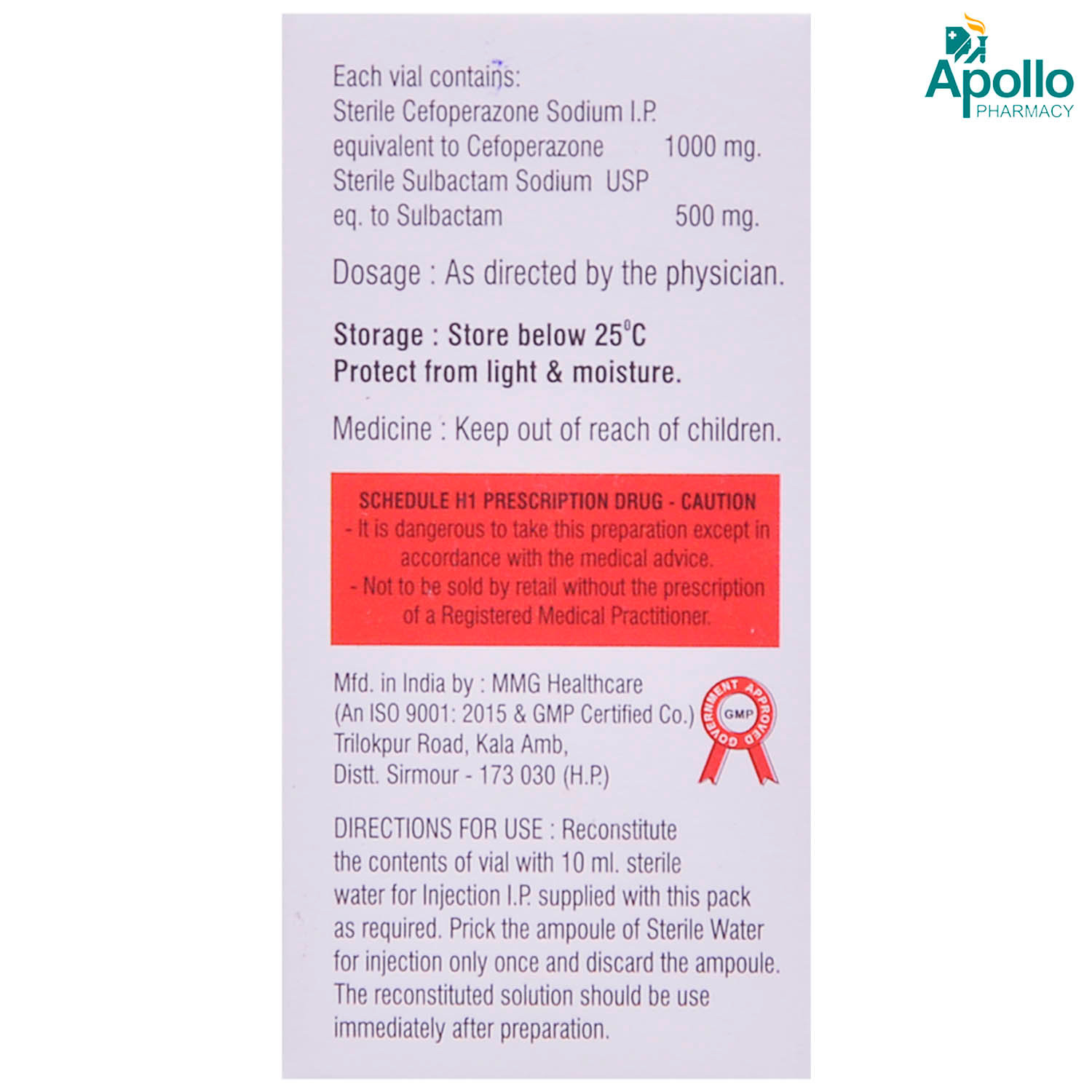 OTTAZONE SB 1.5GM INJECTION, Pack of 1 Injection OTTAZONE SB 1.5GM INJECTION, Pack of 1 Injection