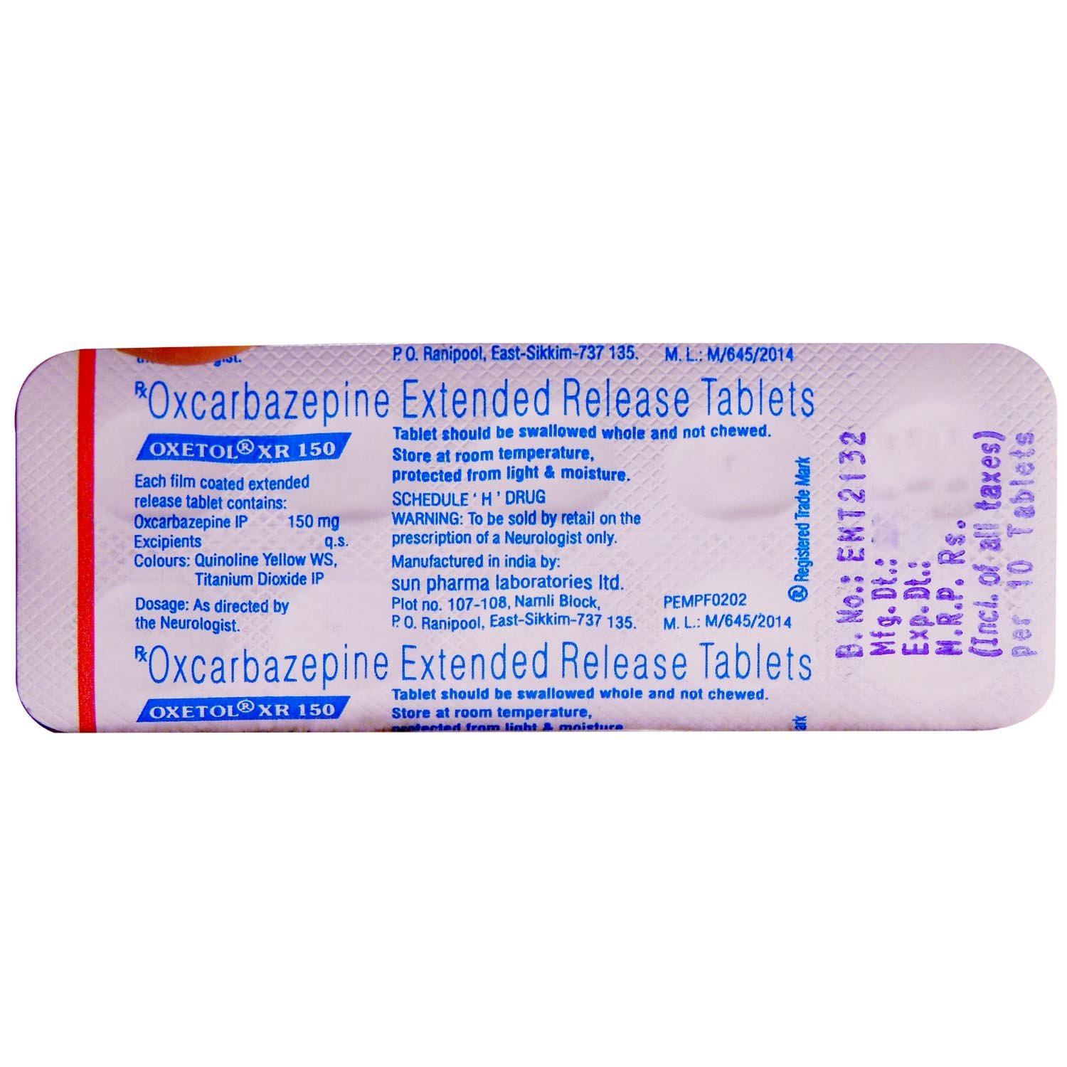 Oxetol XR 150 Tablet 10's, Pack of 10 TABLETS Oxetol XR 150 Tablet 10's, Pack of 10 TABLETS