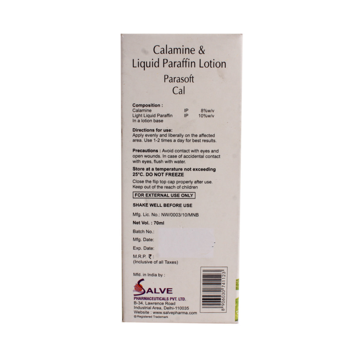 Parasoft Cal Lotion 70 ml, Pack of 1 Lotion Parasoft Cal Lotion 70 ml, Pack of 1 Lotion